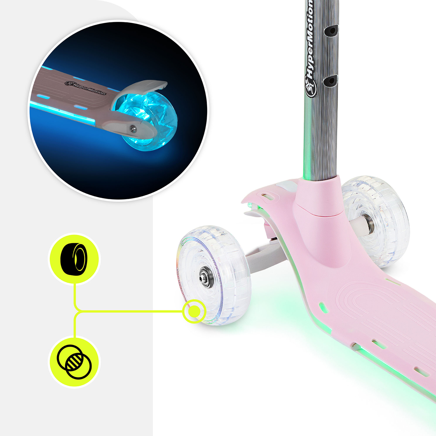 Balančná kolobežka HyperMotion BECKY - RGB LED osvetlenie, ružová