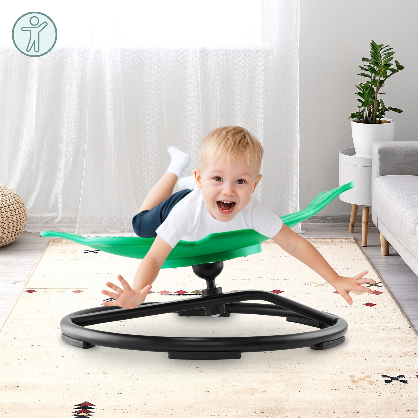 Mini detský kolotoč Ryba - zelená farba