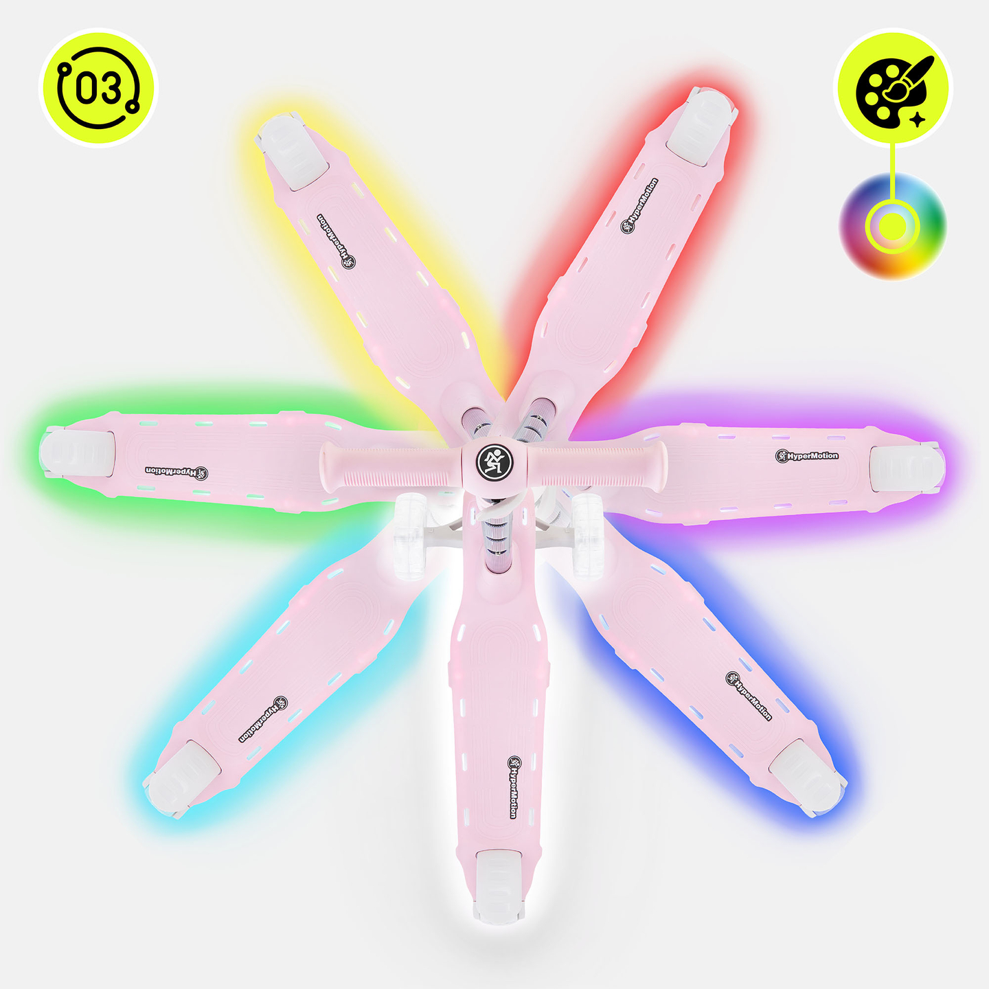 Balančná kolobežka HyperMotion BECKY - RGB LED osvetlenie, ružová