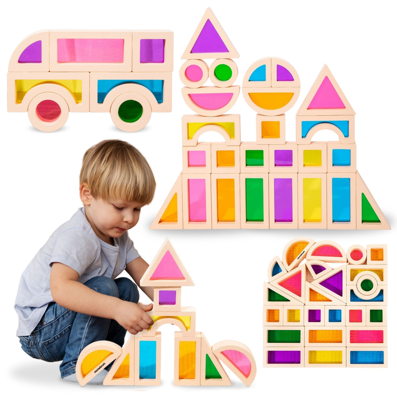 Dúhové drevené kocky - 25 prvkov