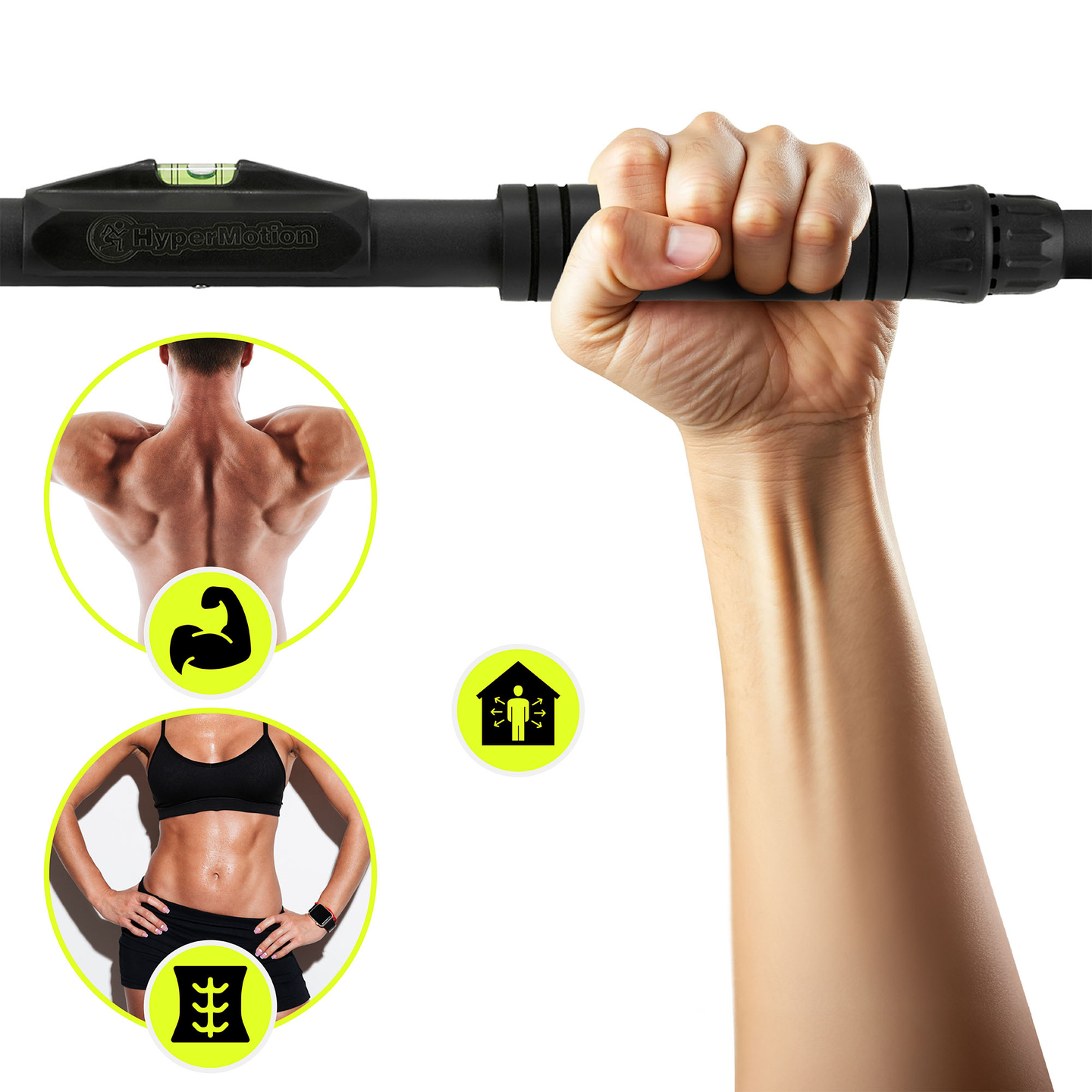 Nastaviteľná hrazda HyperMotion 74-100 cm, 200 kg, čierna