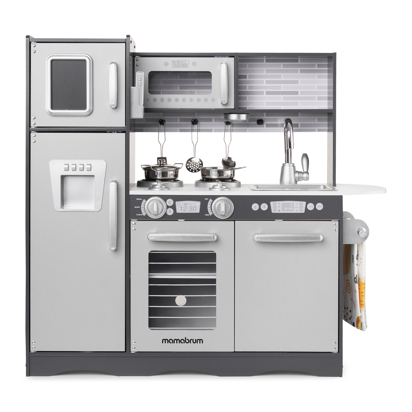 Drevená kuchyňa XXL s LED osvetlením, zásterou a príslušenstvom