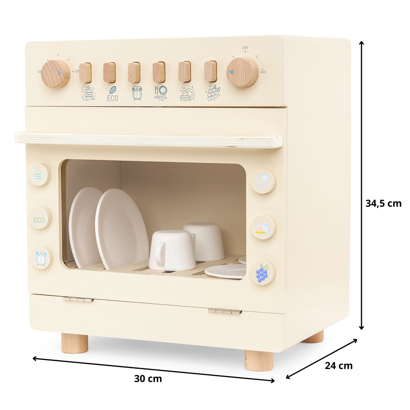 Drevená umývačka riadu s príslušenstvom