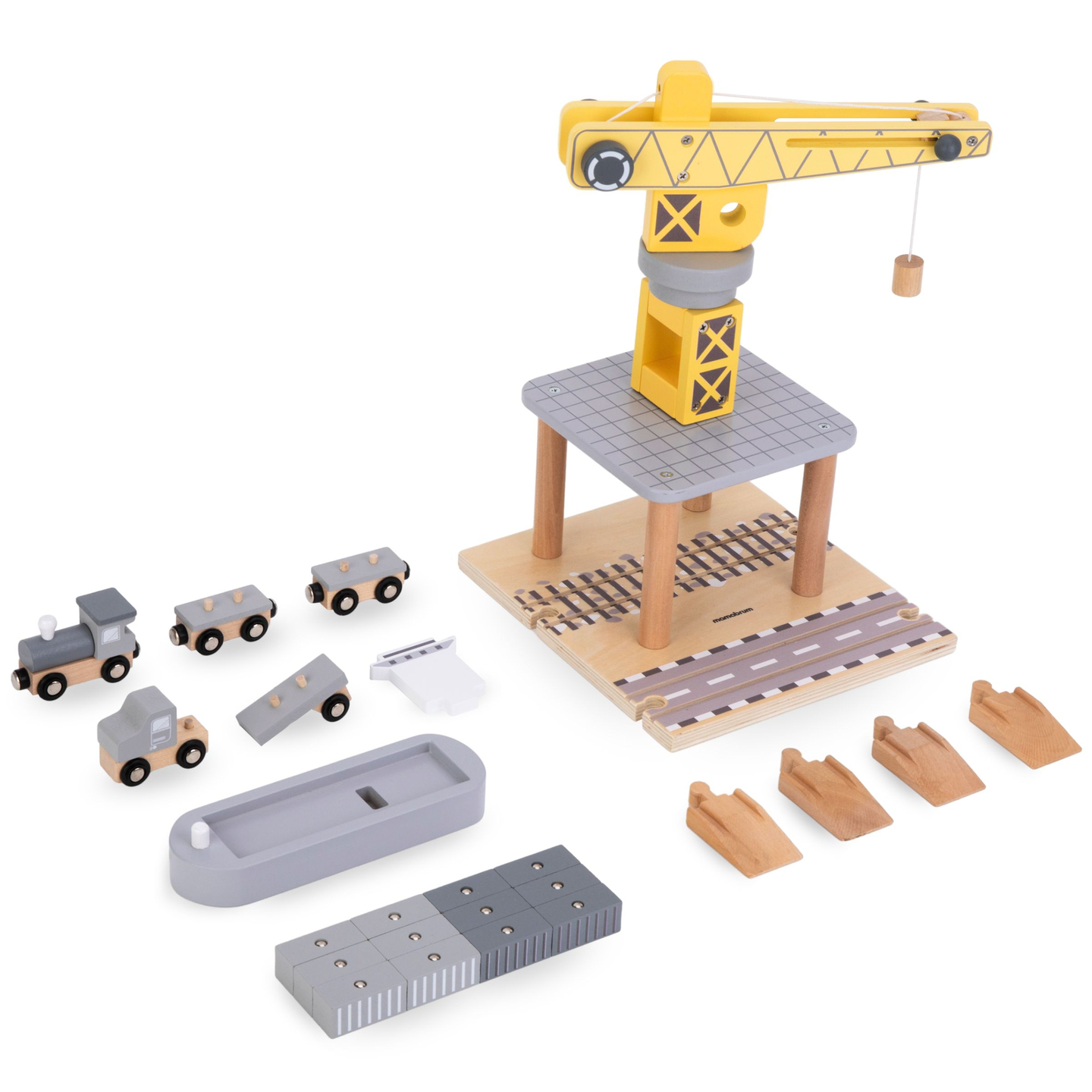 Mobilný prístavný žeriav s magnetickým navijakom a príslušenstvom - drevená súprava