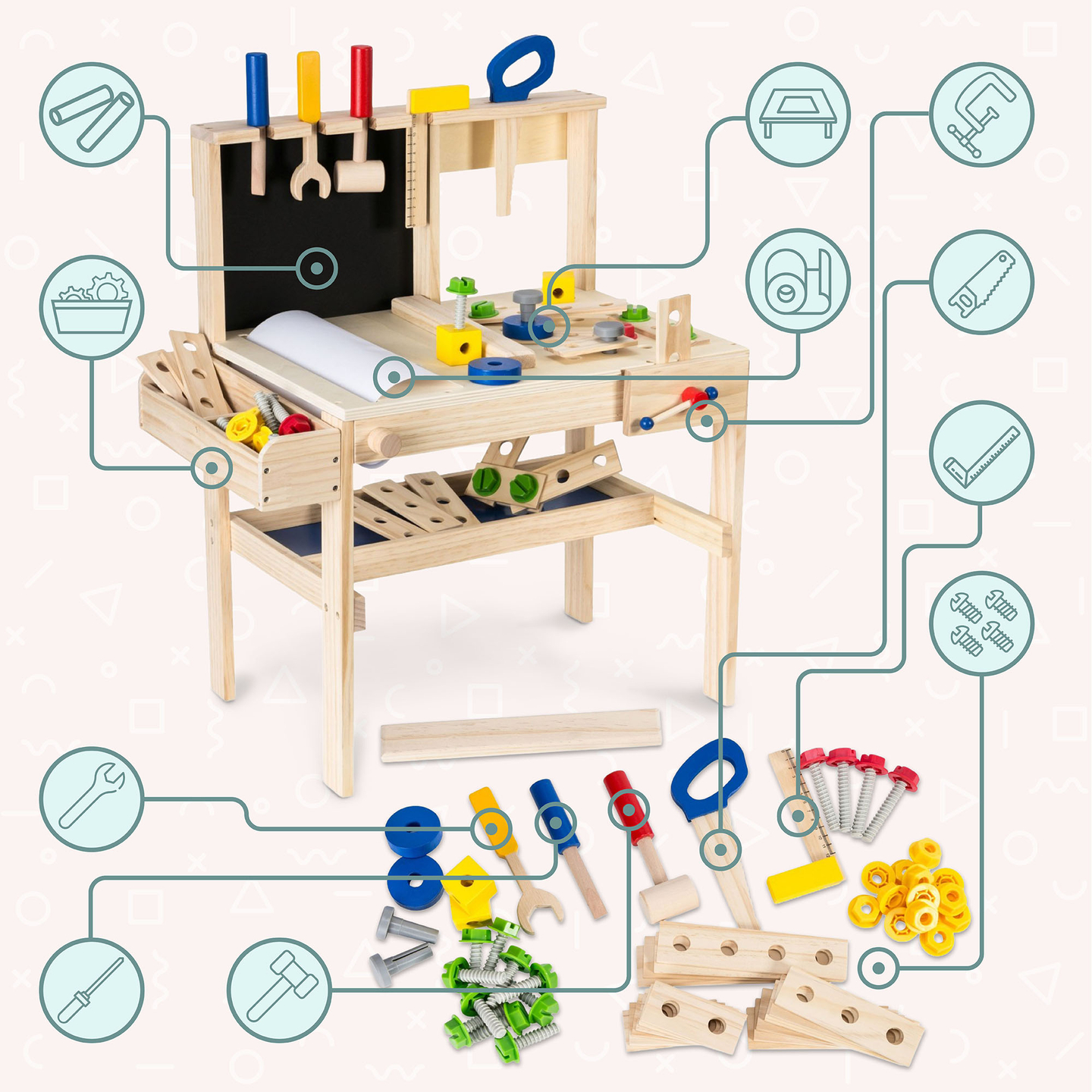 Drevená súprava pre domácich majstrov XXL - 75 dielov