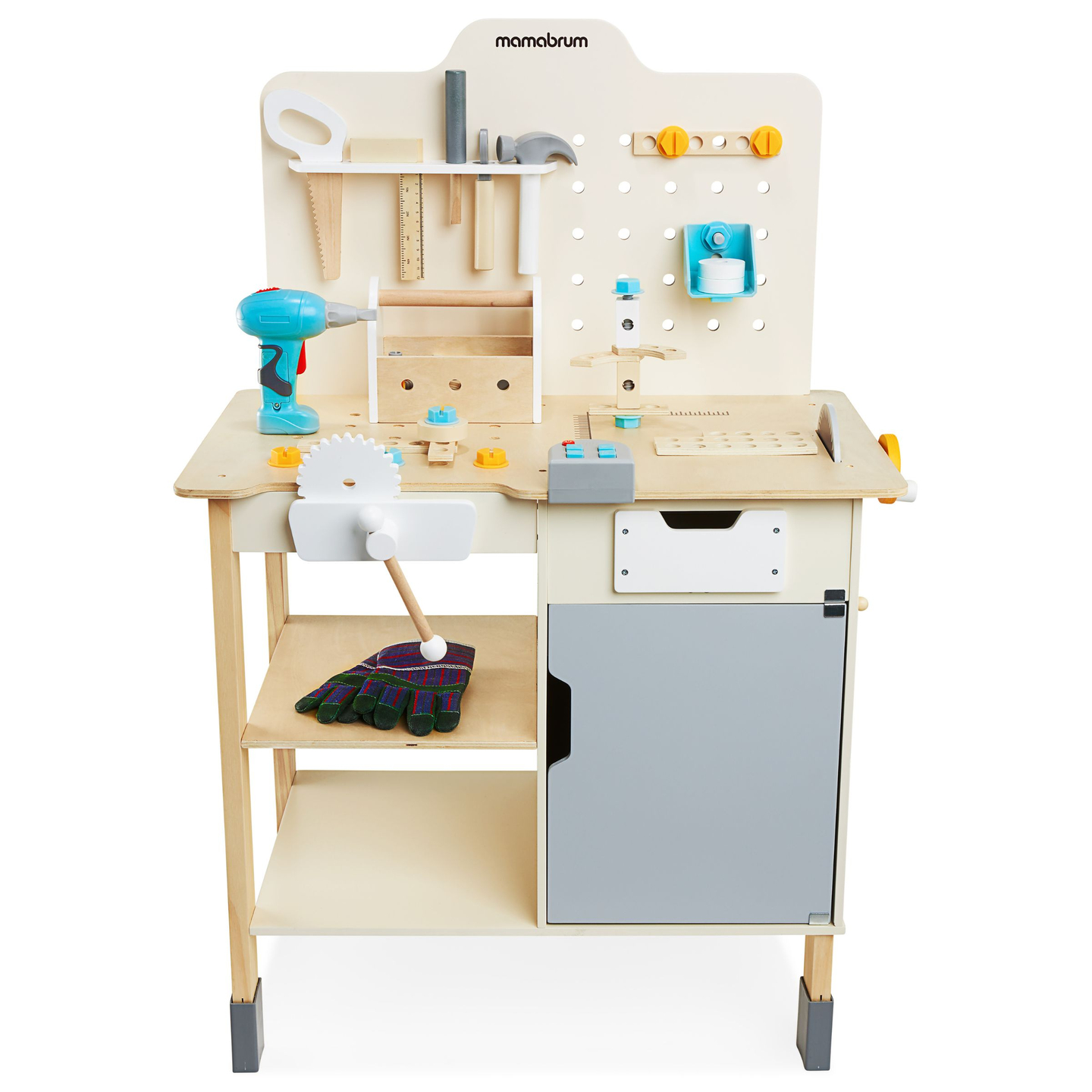 XXL Veľká drevená dielňa s náradím - sada pre domácich majstrov, 74 prvkov