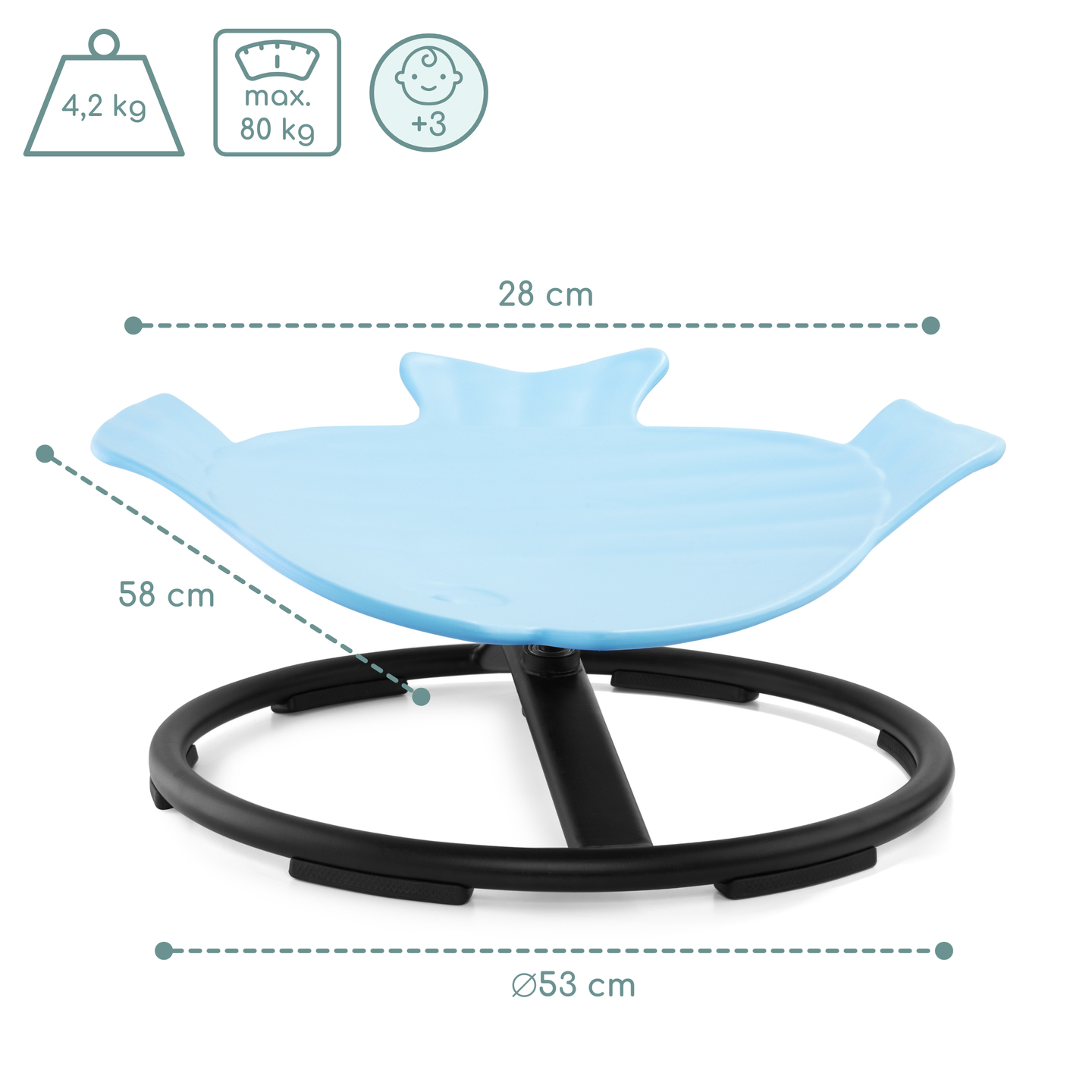 Mini kolotoč pre deti Ryba - modrý