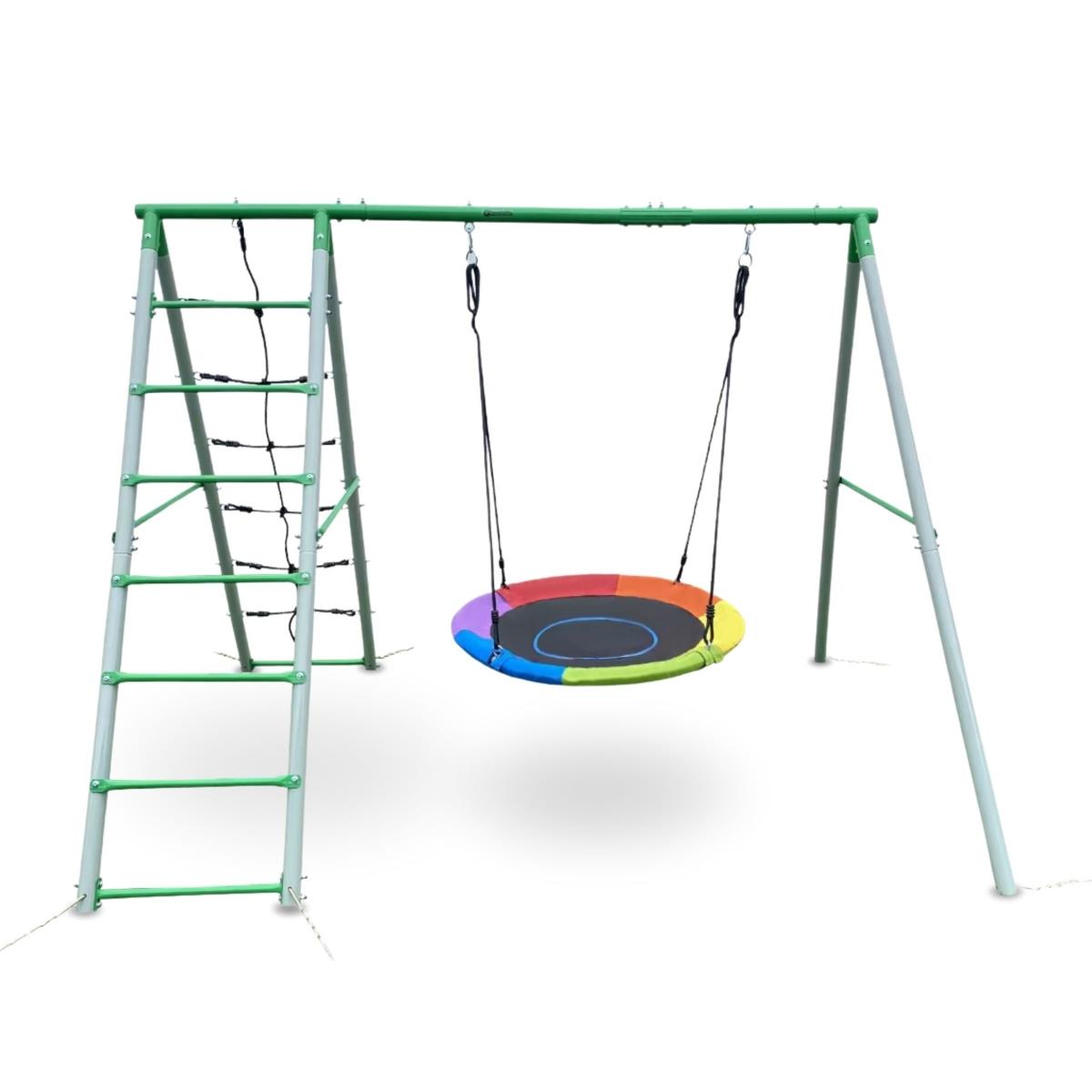 XL záhradné ihrisko pre deti s hojdačkou bocianie hniezdo, rebríkom a sieťou na šplhanie