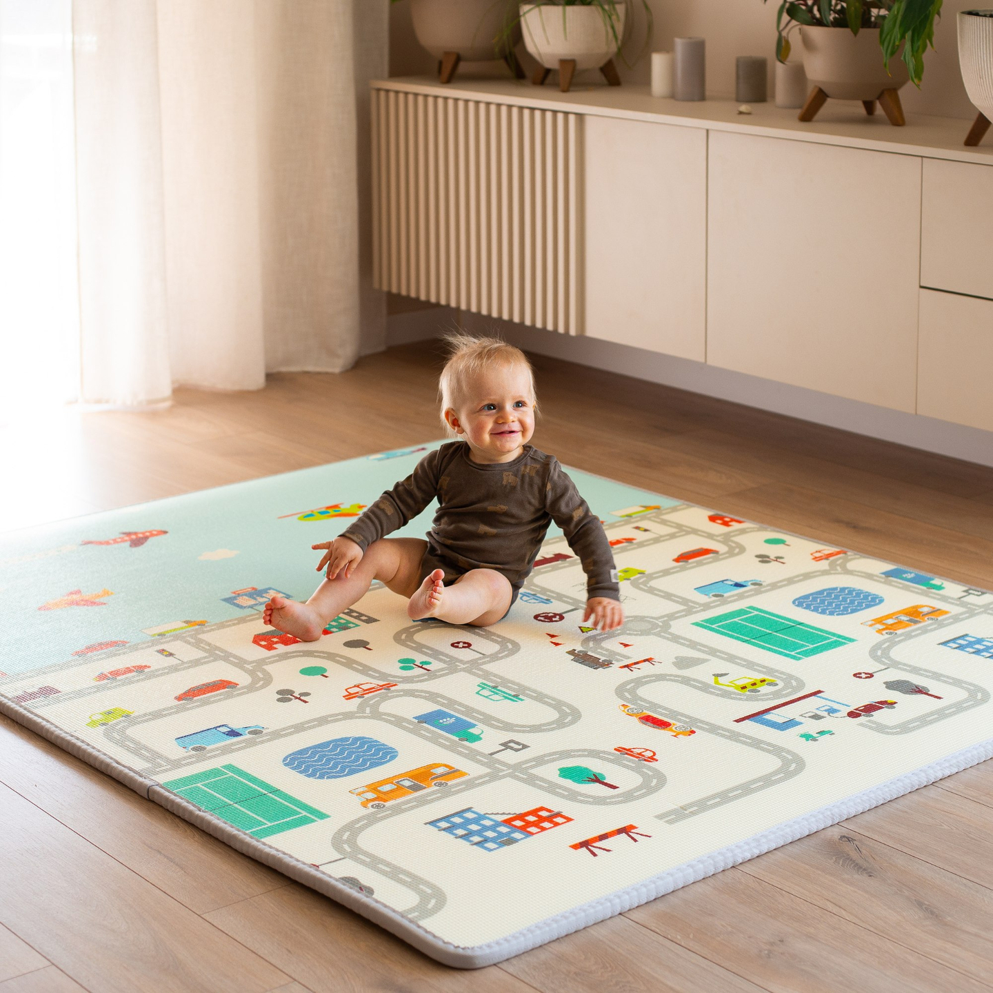 Obojstranná penová podložka XXL - rolka 2 CM (cesta a cikcaky)