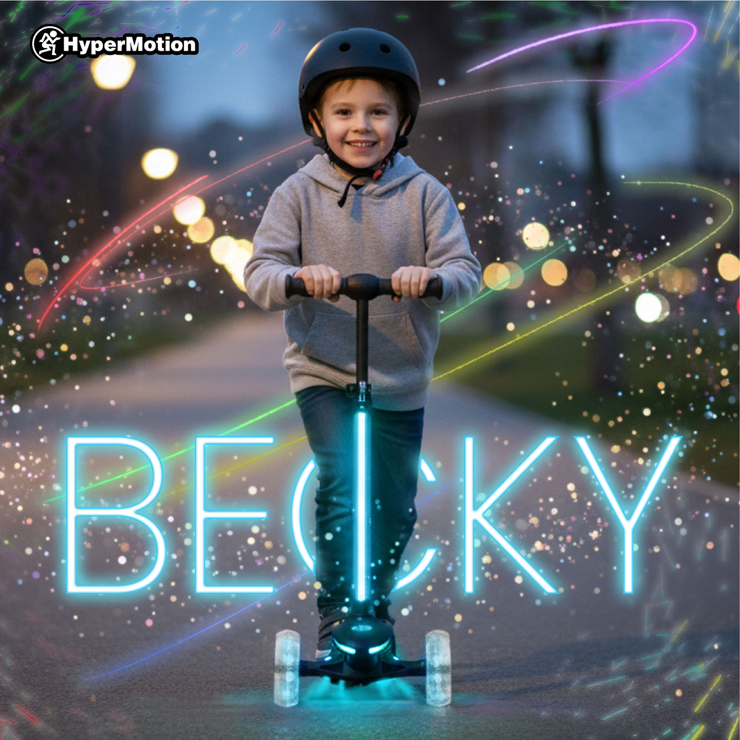 Balančná kolobežka HyperMotion BECKY - RGB LED osvetlenie, čierna