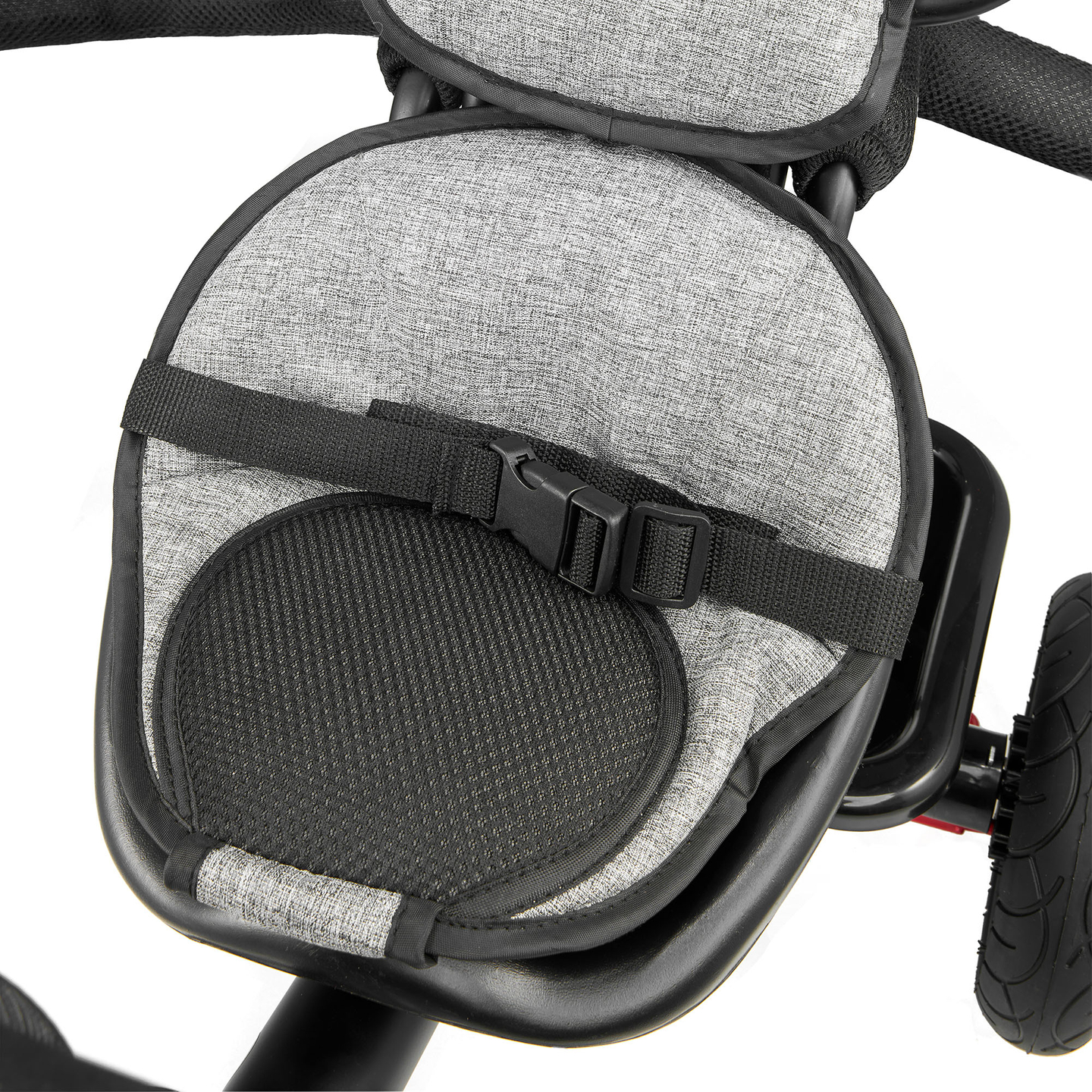 Trojkolka pre deti od 1 do 4 rokov - TOBI FREY - sivá farba - otočná - pumpované kolesá + tlačné koleso