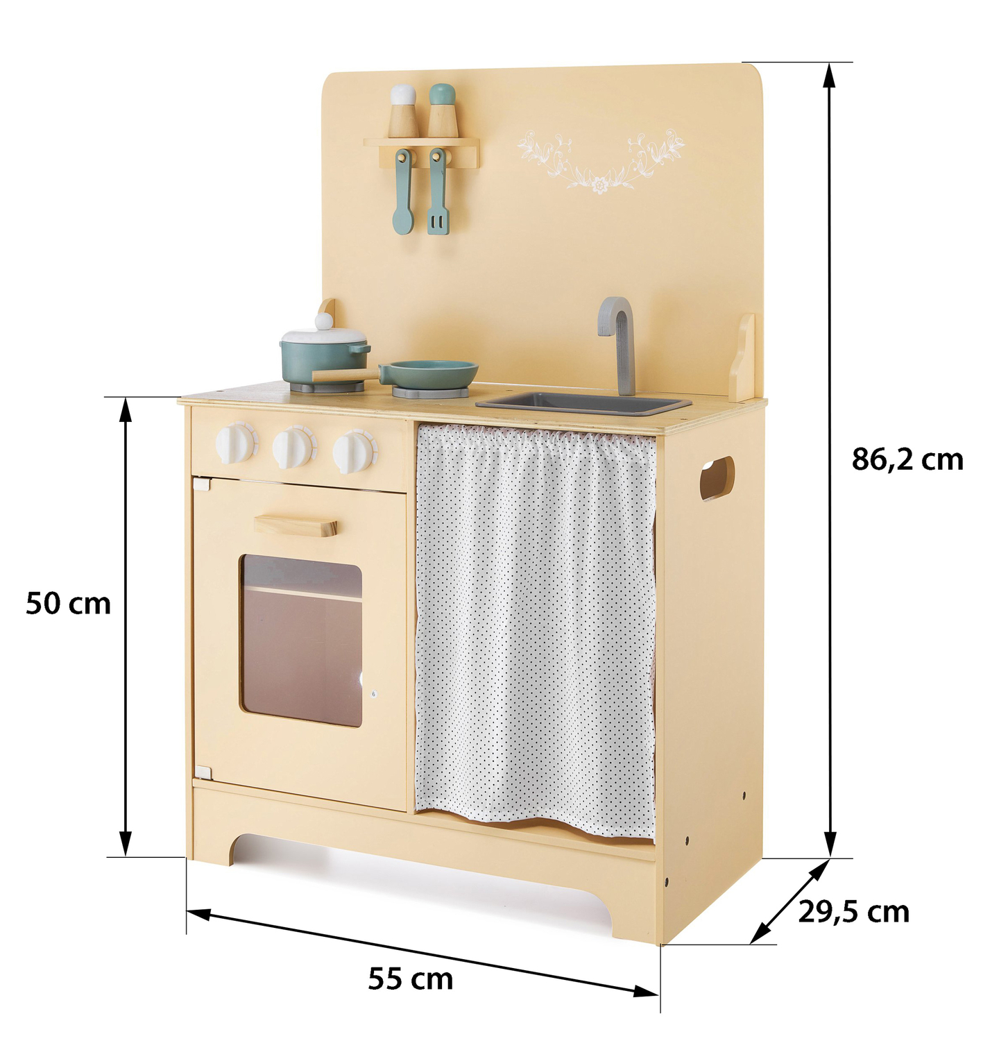 Drevená kuchyňa so zásterou, príslušenstvom a LED osvetlením