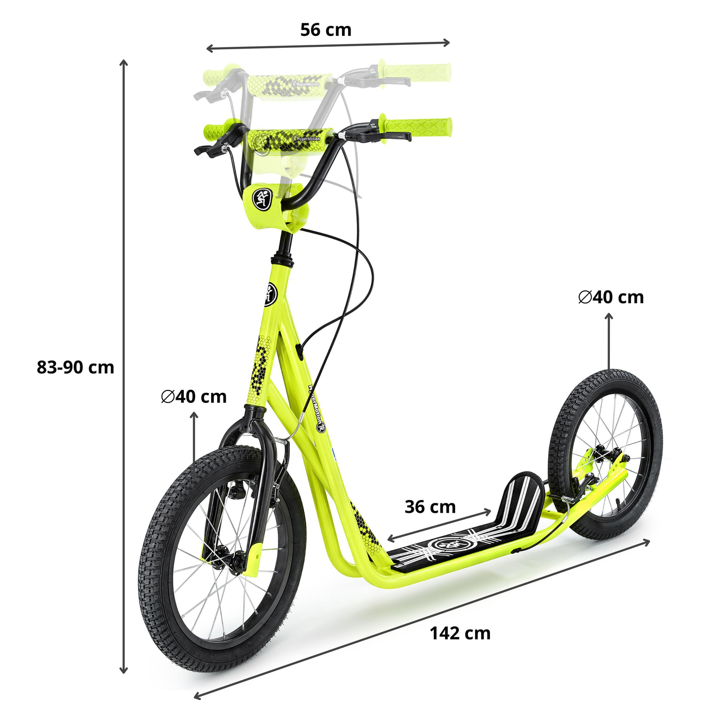 Mestská kolobežka Hypermotion RUNKIE so 16'' (40 cm) nafukovacími kolesami