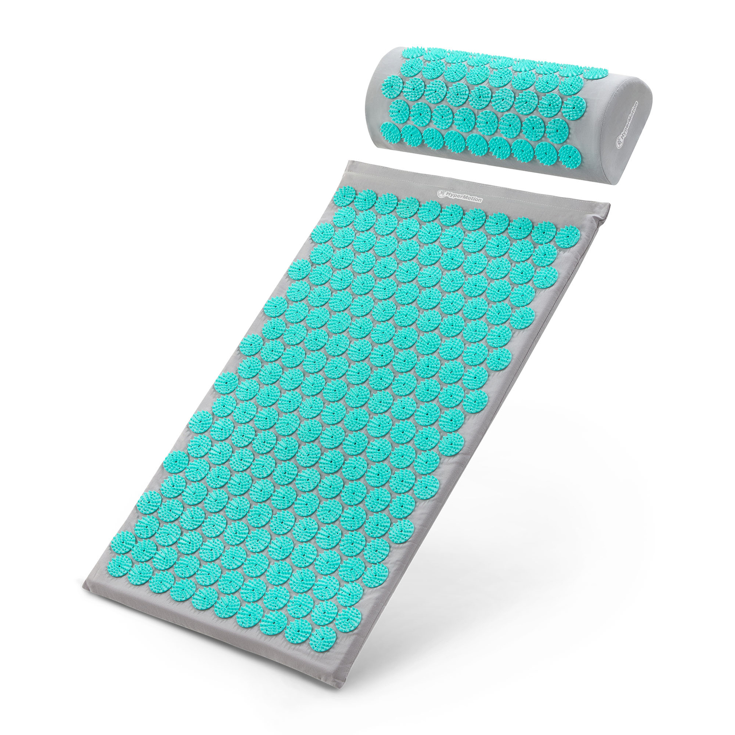 Akupresúrna podložka s vankúšom a poťahom - 72 cm HyperMotion sivo-mätová