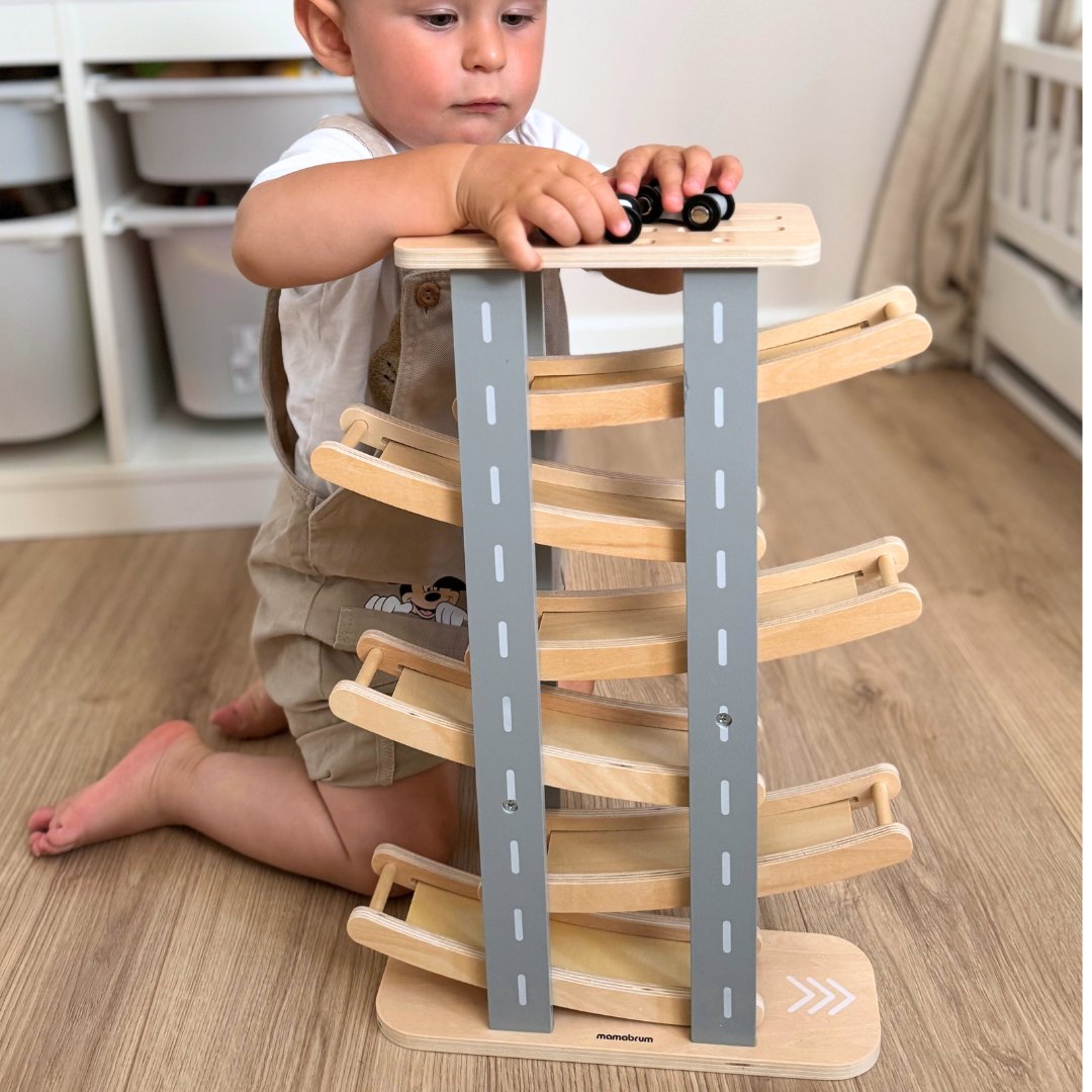 Drevená dráha - šmykľavka pre autíčka - 6 poschodí