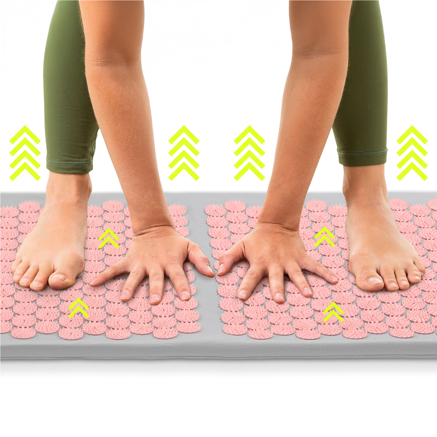 Veľká akupresúrna podložka s vankúšom a poťahom - 130 cm HyperMotion sivá a ružová