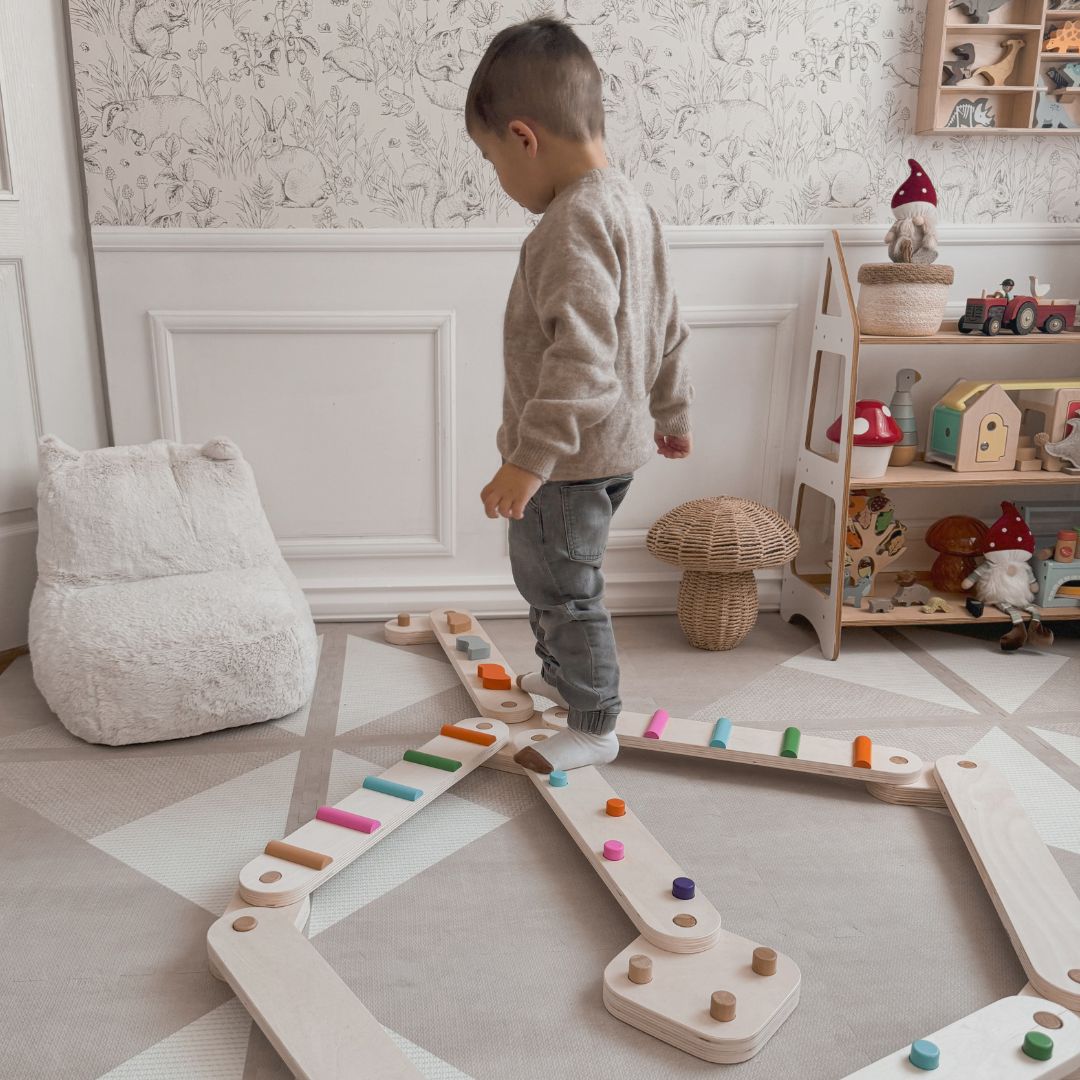 Drevená balančná dráha - zmyslová dráha - 14 prvkov