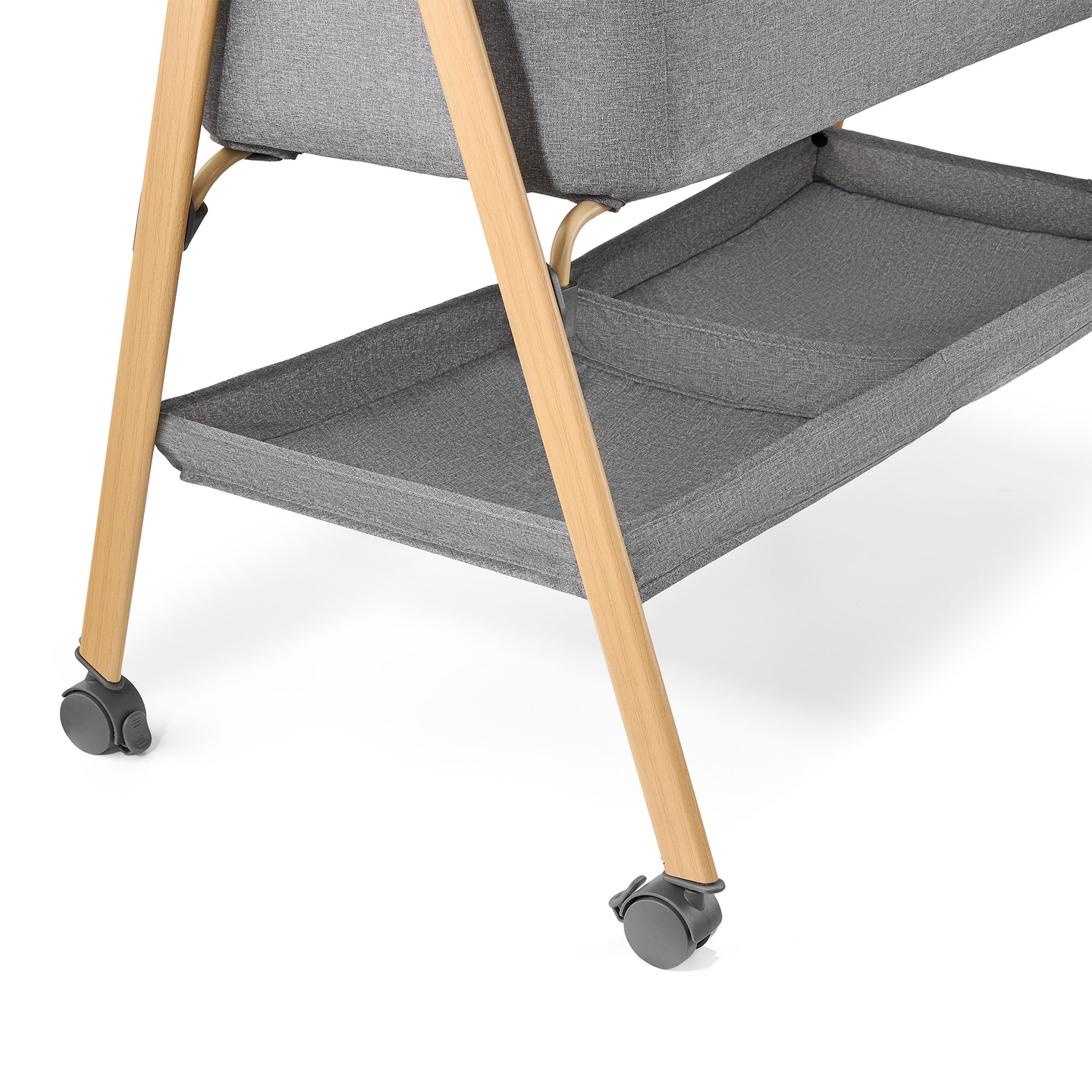 Detská postieľka, voľne stojaca, cestovná postieľka, kolíska s matracom - sivá