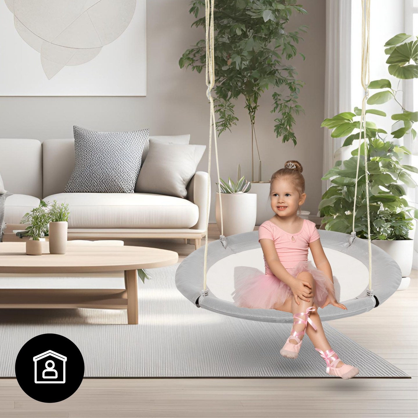 Hojdačka HyperMotion Bocianie hniezdo - priemer 100 cm, sivá farba