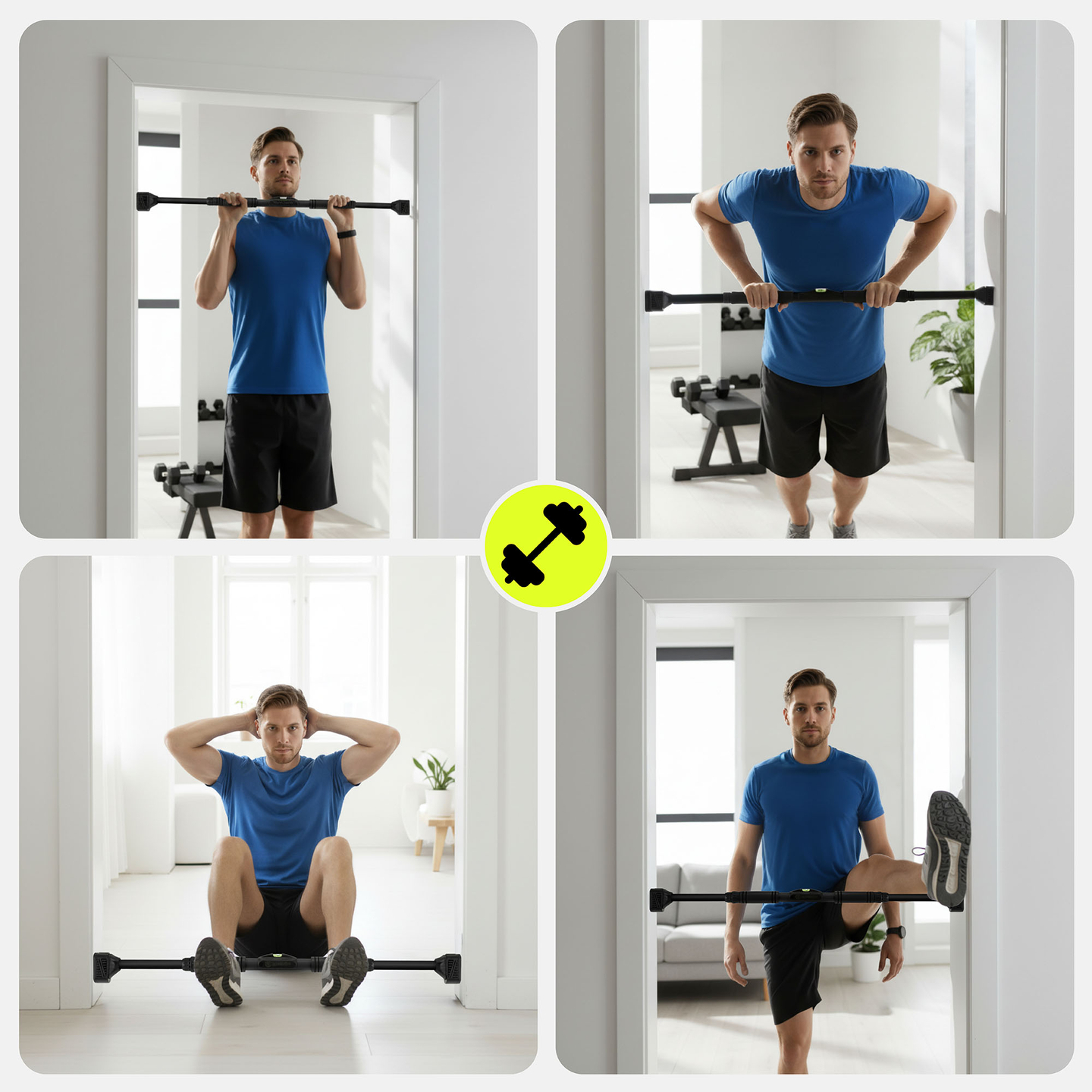 Nastaviteľná hrazda HyperMotion 74-100 cm, 200 kg, čierna