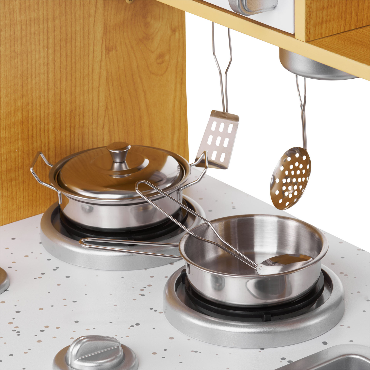 Drevená kuchyňa XXL s LED osvetlením, zásterou a príslušenstvom