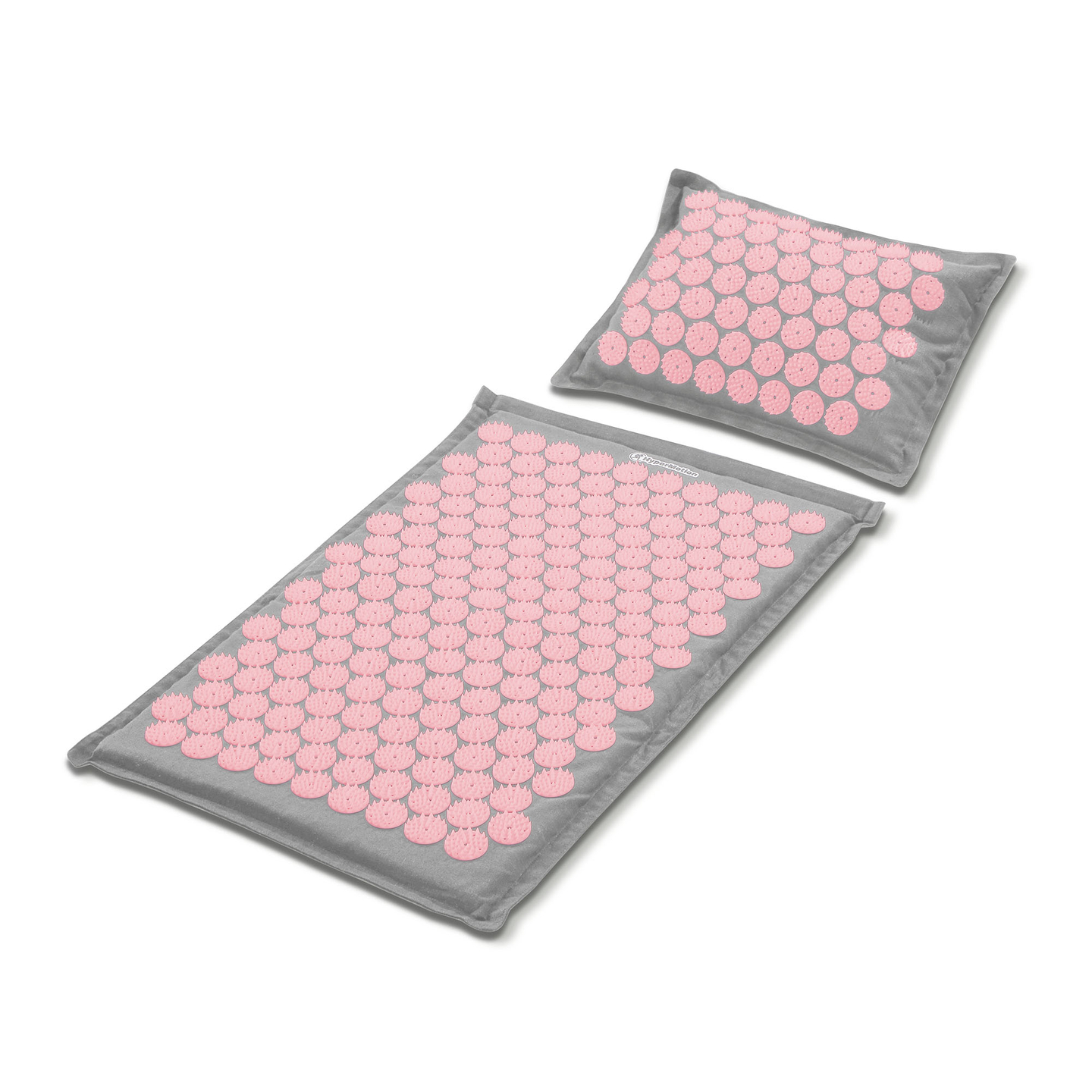 EKO ľanová akupresúrna podložka s kokosovým vláknom a pohánkovým vankúšom – 68 cm HyperMotion sivá a ružová