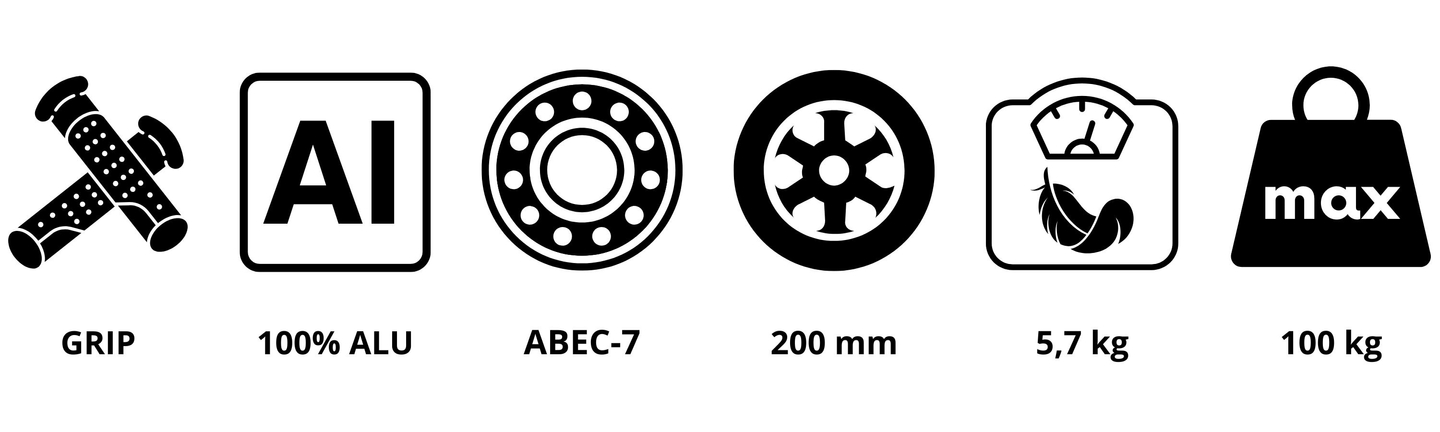 Dvojkolesová kolobežka pre mladých dospelých - s tlmičom - HyperMotion Skyline - čierna, hliník - 100 kg