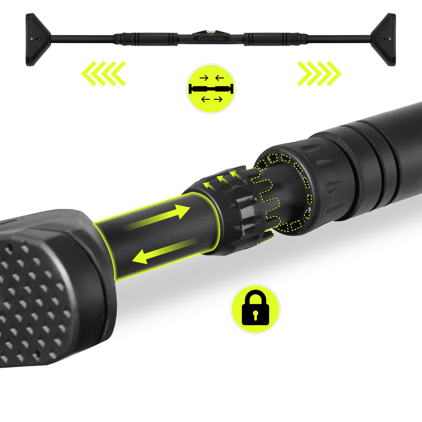 Nastaviteľná hrazda HyperMotion 70–100 cm, 200 kg, čierna