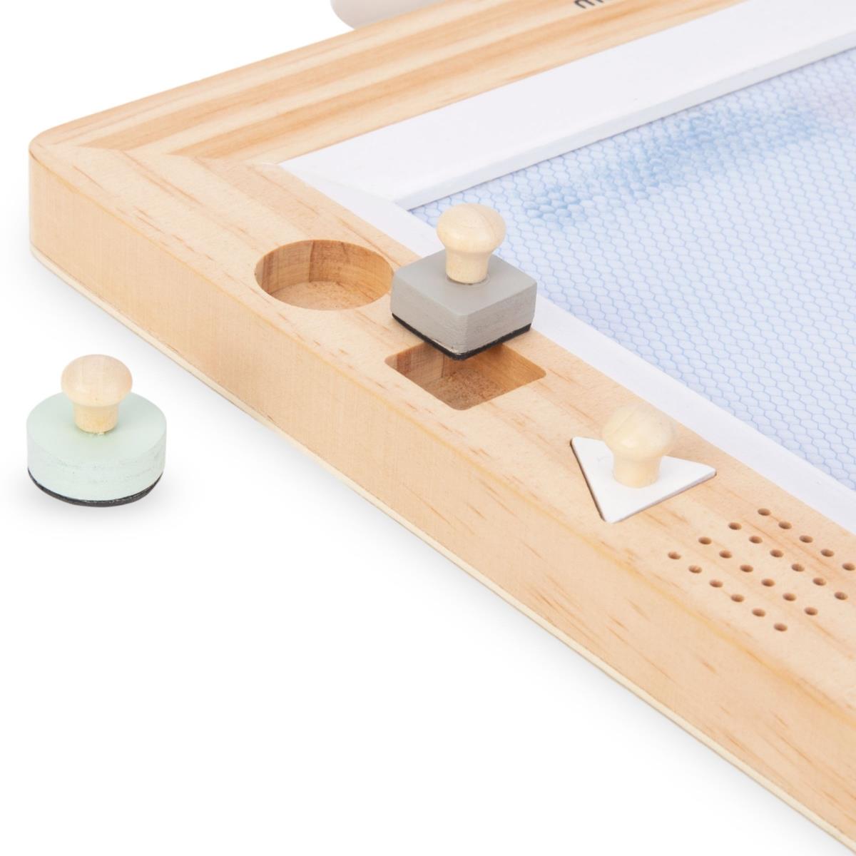 Drevený zošit s pečiatkami - doska na kreslenie