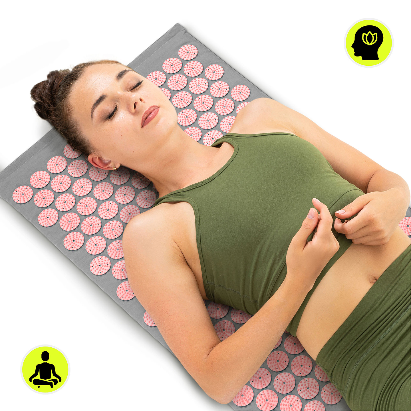 Akupresúrna podložka s vankúšom a poťahom - 72 cm HyperMotion sivá a ružová