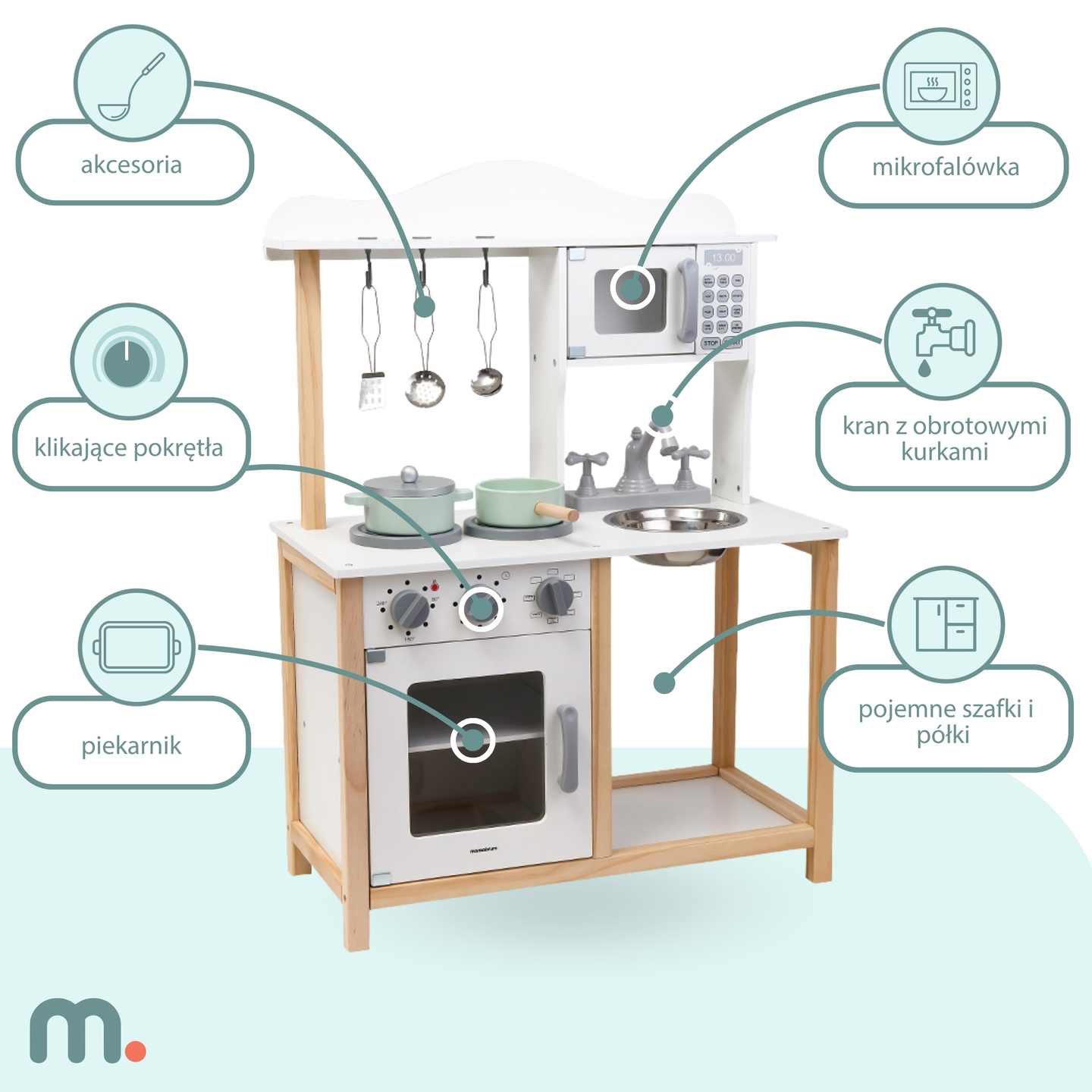 Drevená detská kuchynka s mikrovlnnou rúrou