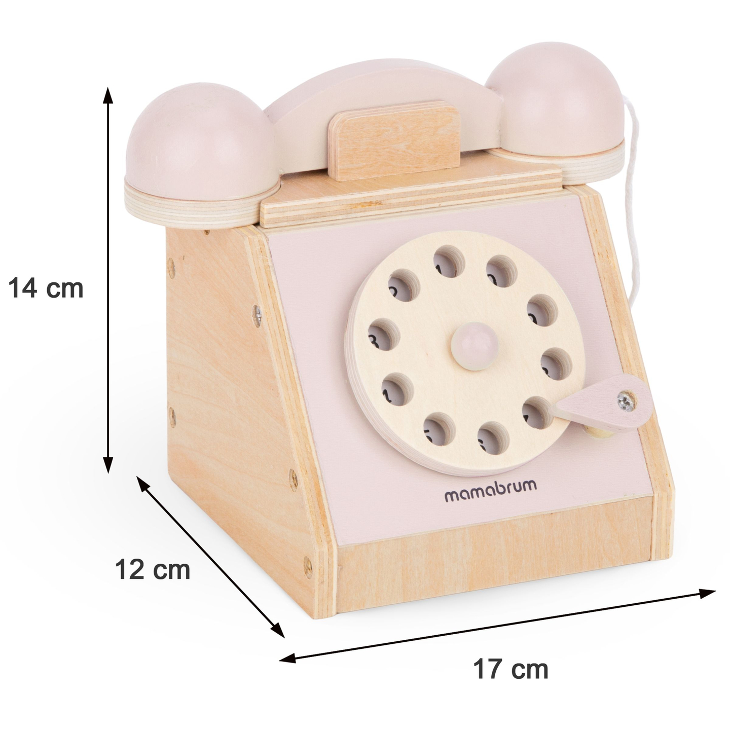 Retro drevený telefón - pastelovo ružový