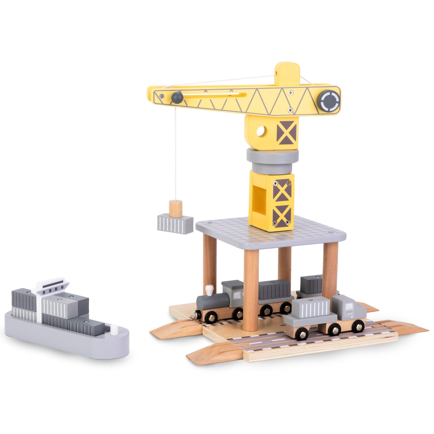 Mobilný prístavný žeriav s magnetickým navijakom a príslušenstvom - drevená súprava