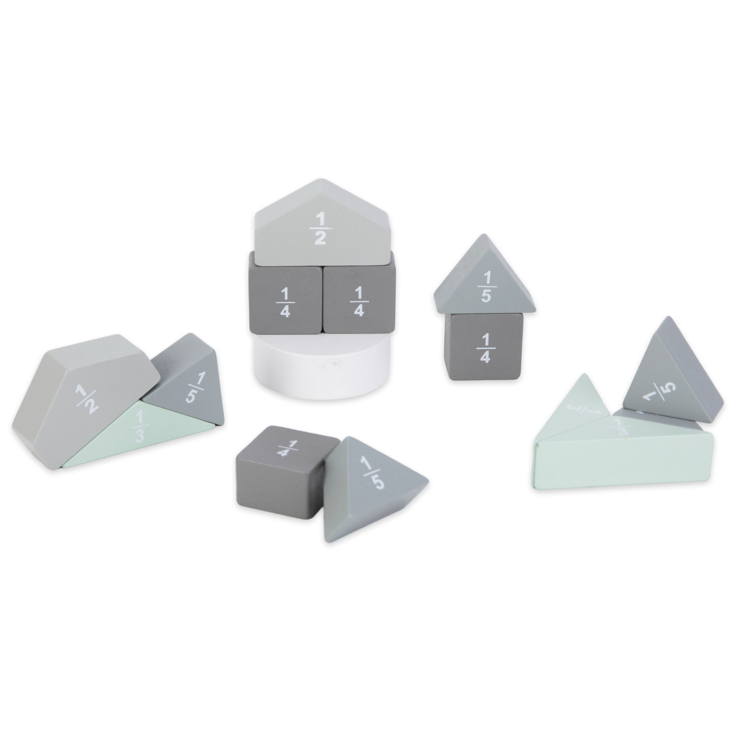 Drevené puzzle - Montessori puzzle - Zlomky a geometrické útvary