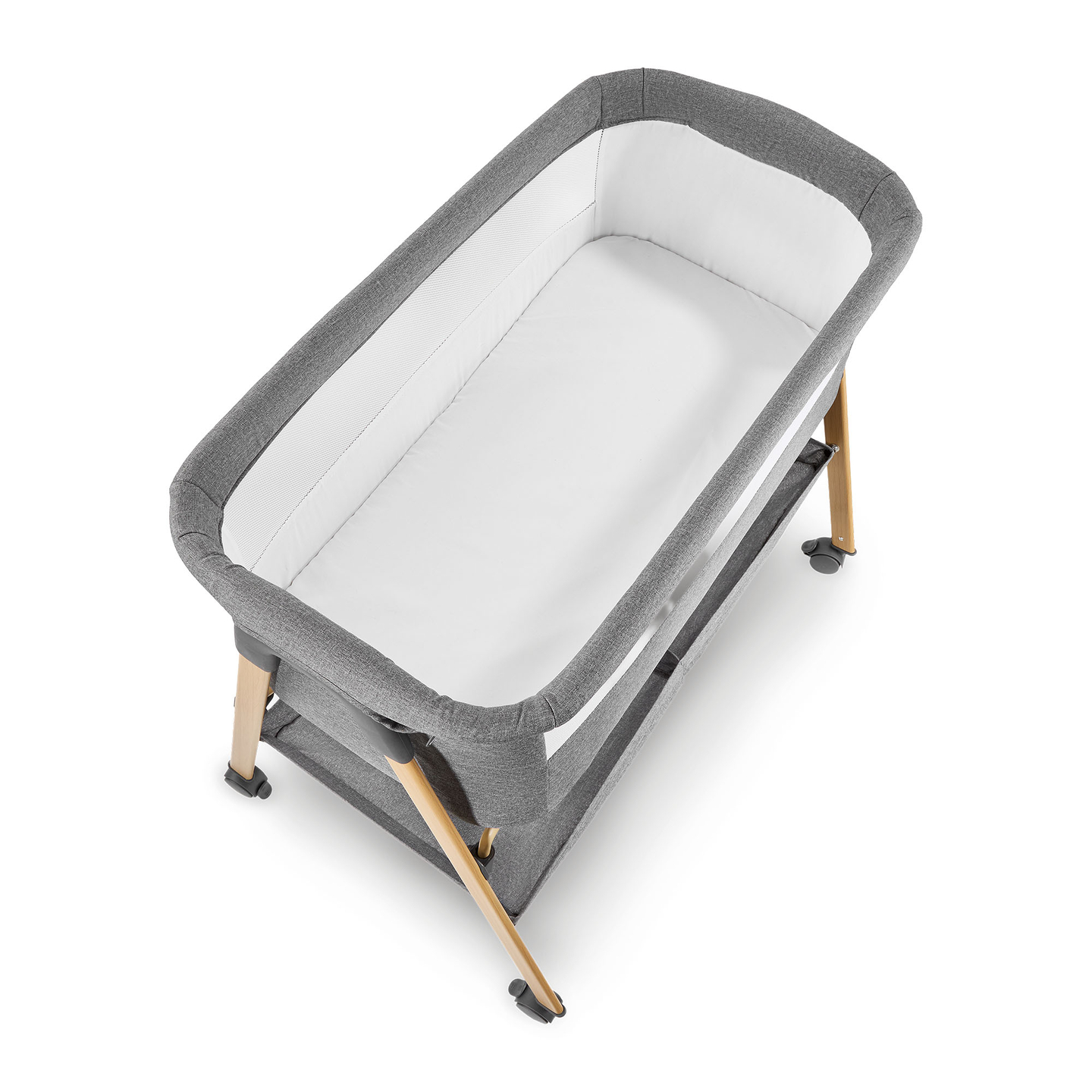 Detská postieľka, voľne stojaca, cestovná postieľka, kolíska s matracom - sivá