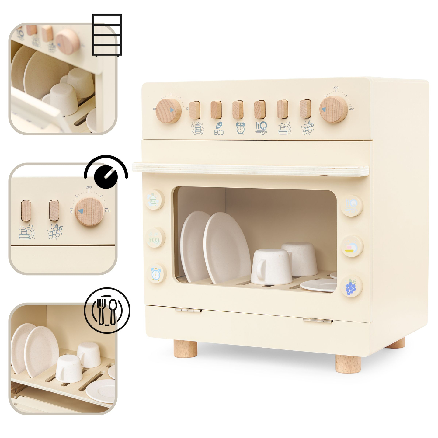 Drevená umývačka riadu s príslušenstvom