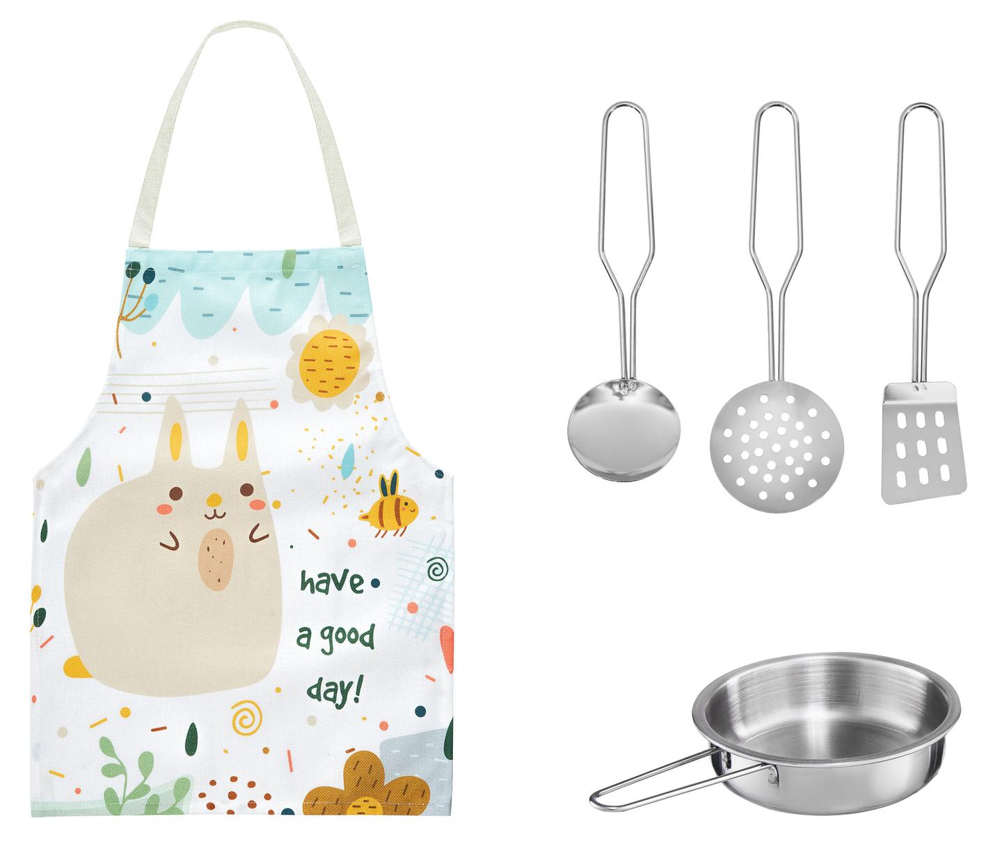 Biela drevená kuchyňa so zásterou, doplnkami a LED lampou