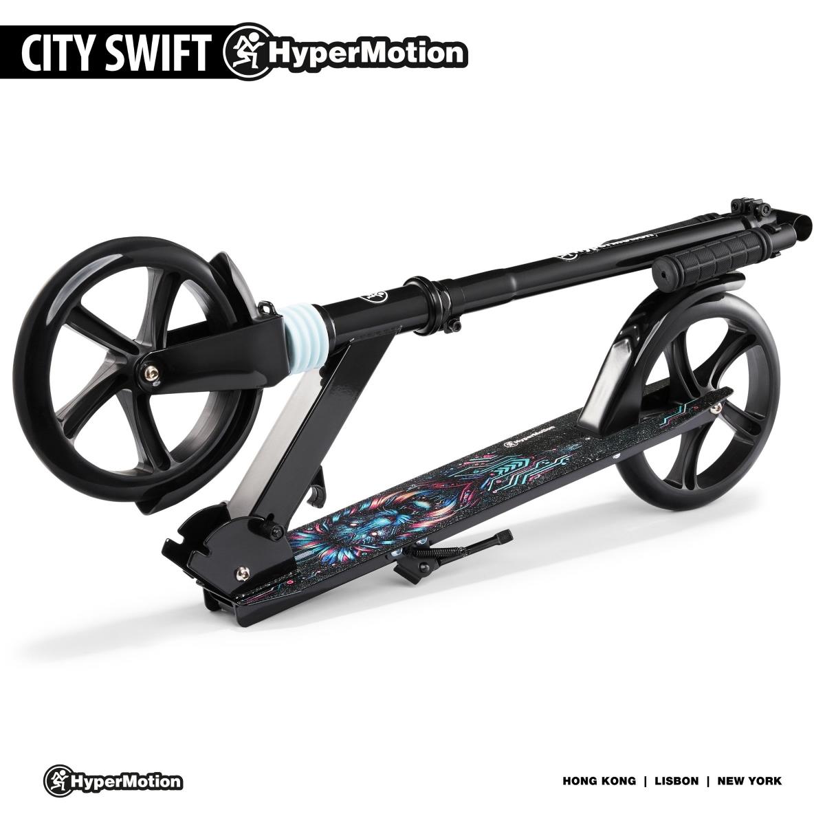 Dvojkolesová kolobežka pre mladých dospelých - s tlmičom - Hypermotion CITY SWIFT Digital Lion - 100 kg