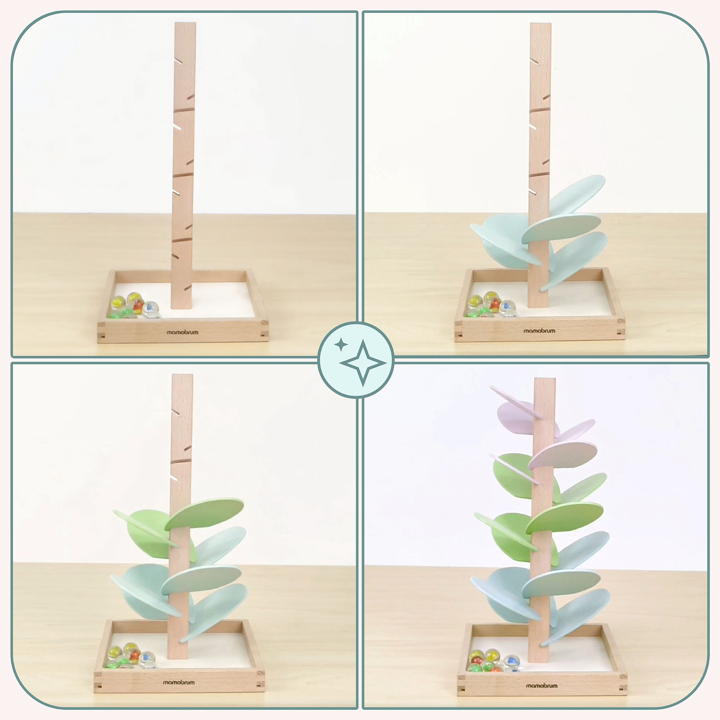 Drevený kulodróm - zvukový strom s guľôčkami