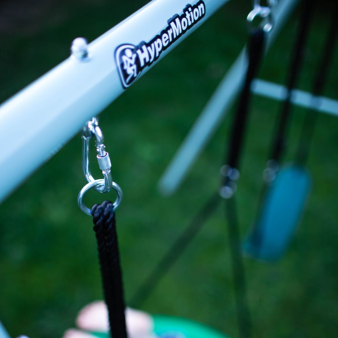 Dvojitá záhradná hojdačka s rámom a lanami - sedák a bocianie hniezdo