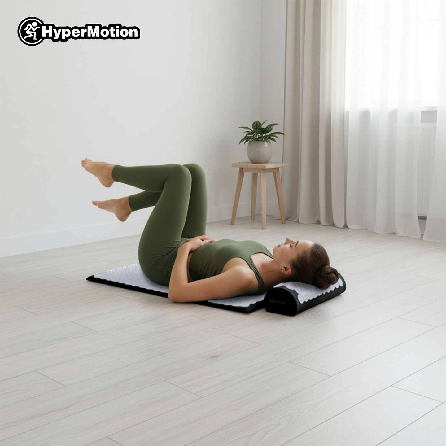 Akupresúrna podložka s vankúšom a poťahom - 72 cm HyperMotion čiernobiela