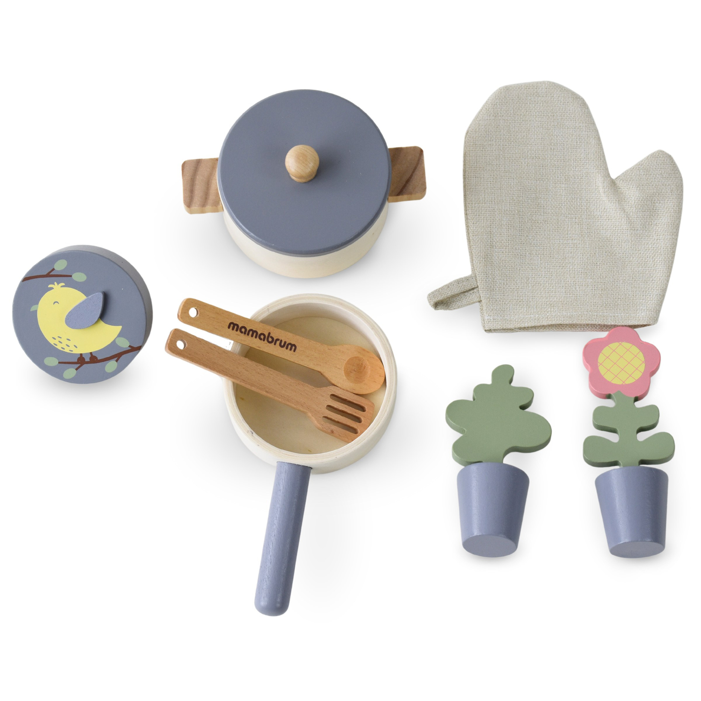 Drevená záhradná kuchyňa s príslušenstvom - prírodné boho