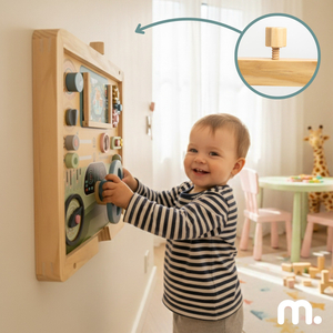 Drevená Montessori doska 2 v 1 Kokpit pre malého vodiča a pilota – volant, radiaca páka, cestovné mapy, radar
