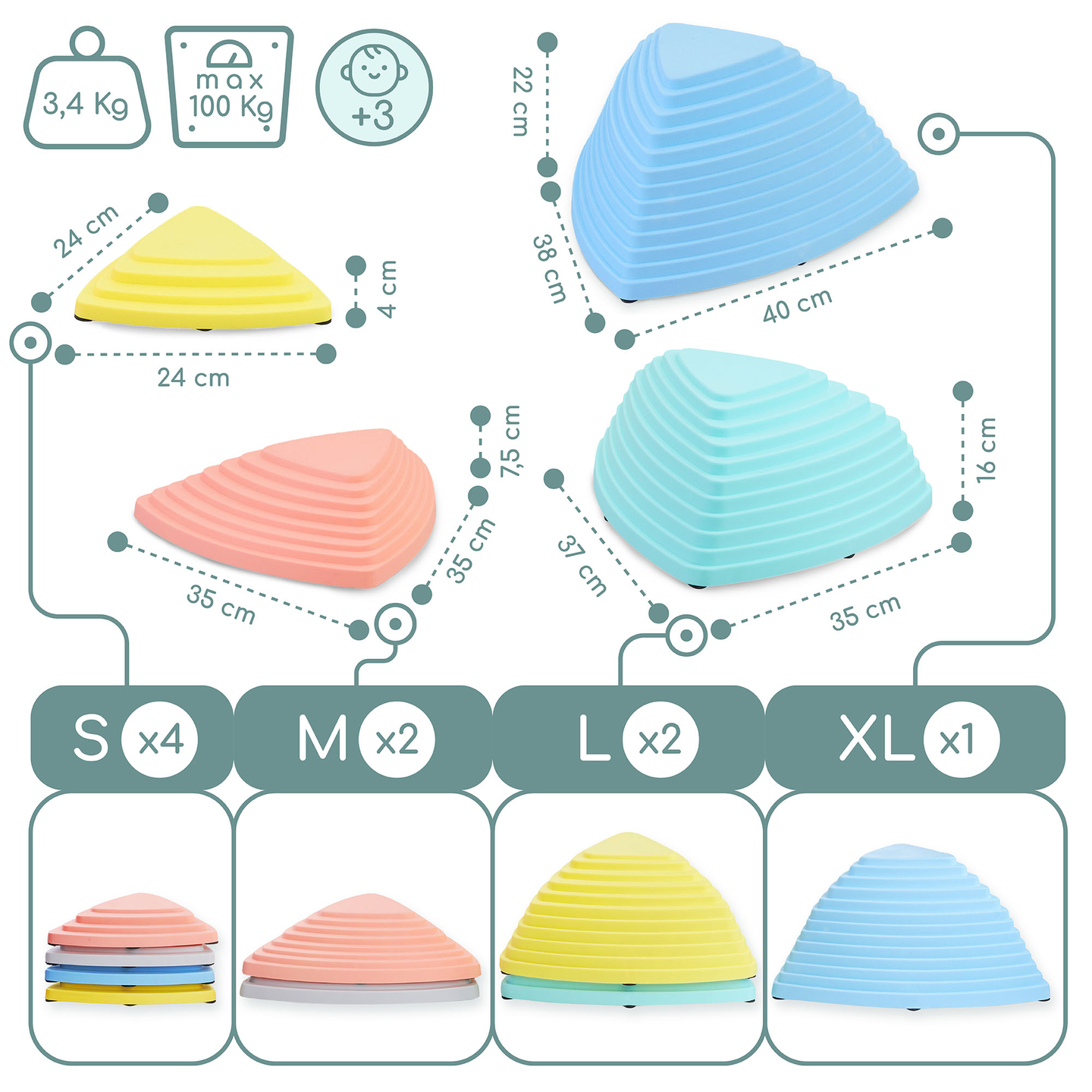 Farebné balančné kamene - 9 kusov