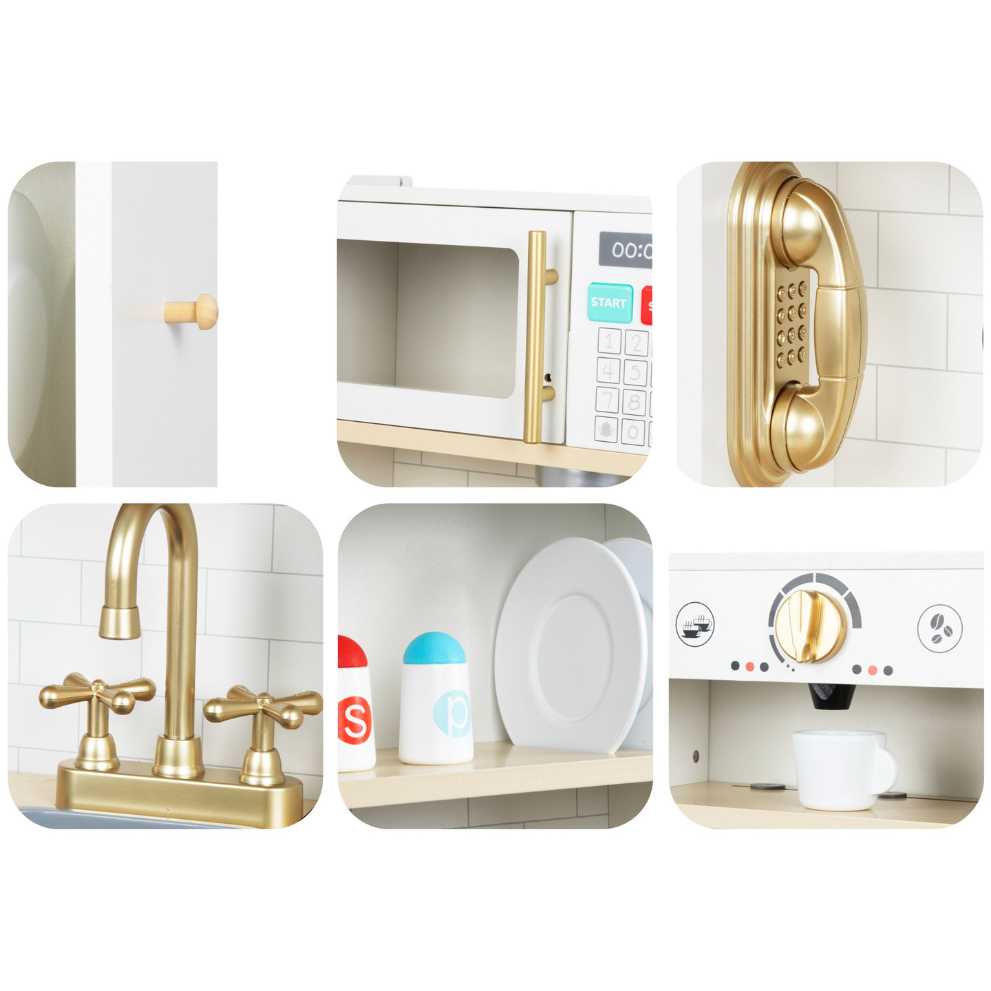 Interaktívna XXL drevená kuchyňa s doplnkami a LED osvetlením - dvojúrovňová