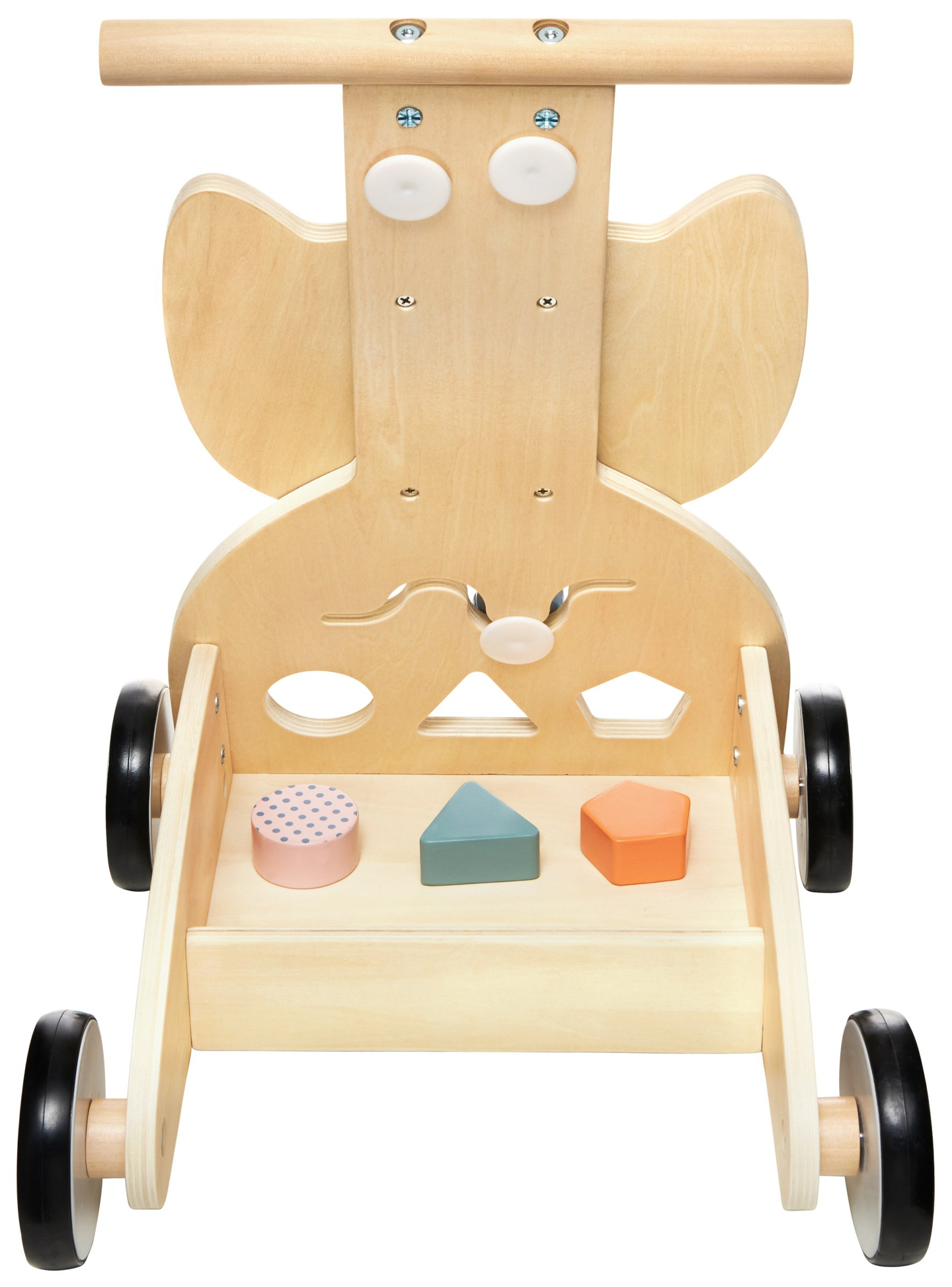 Drevené multifunkčné chodítko - odrážadlo - kočík s blokmi - Sova