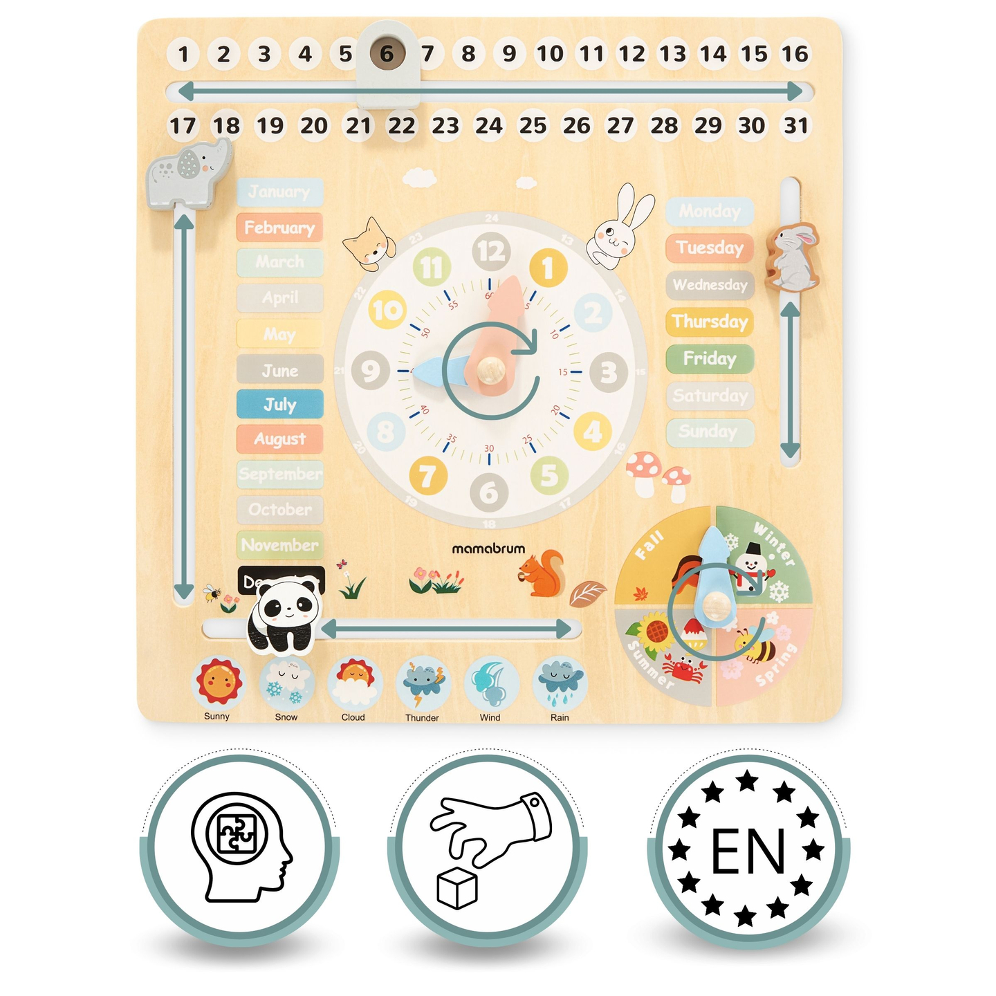 Drevený detský kalendár 6v1