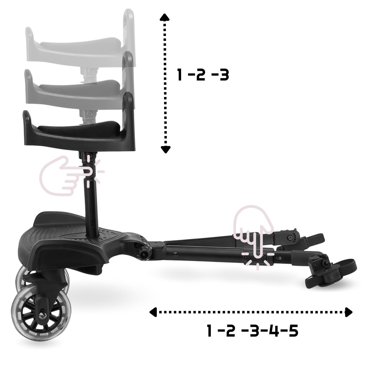 Nadstavec na kočík s nastaviteľným sedadlom a univerzálnym systémom upevnenia - Moby-System BUGGY2GO