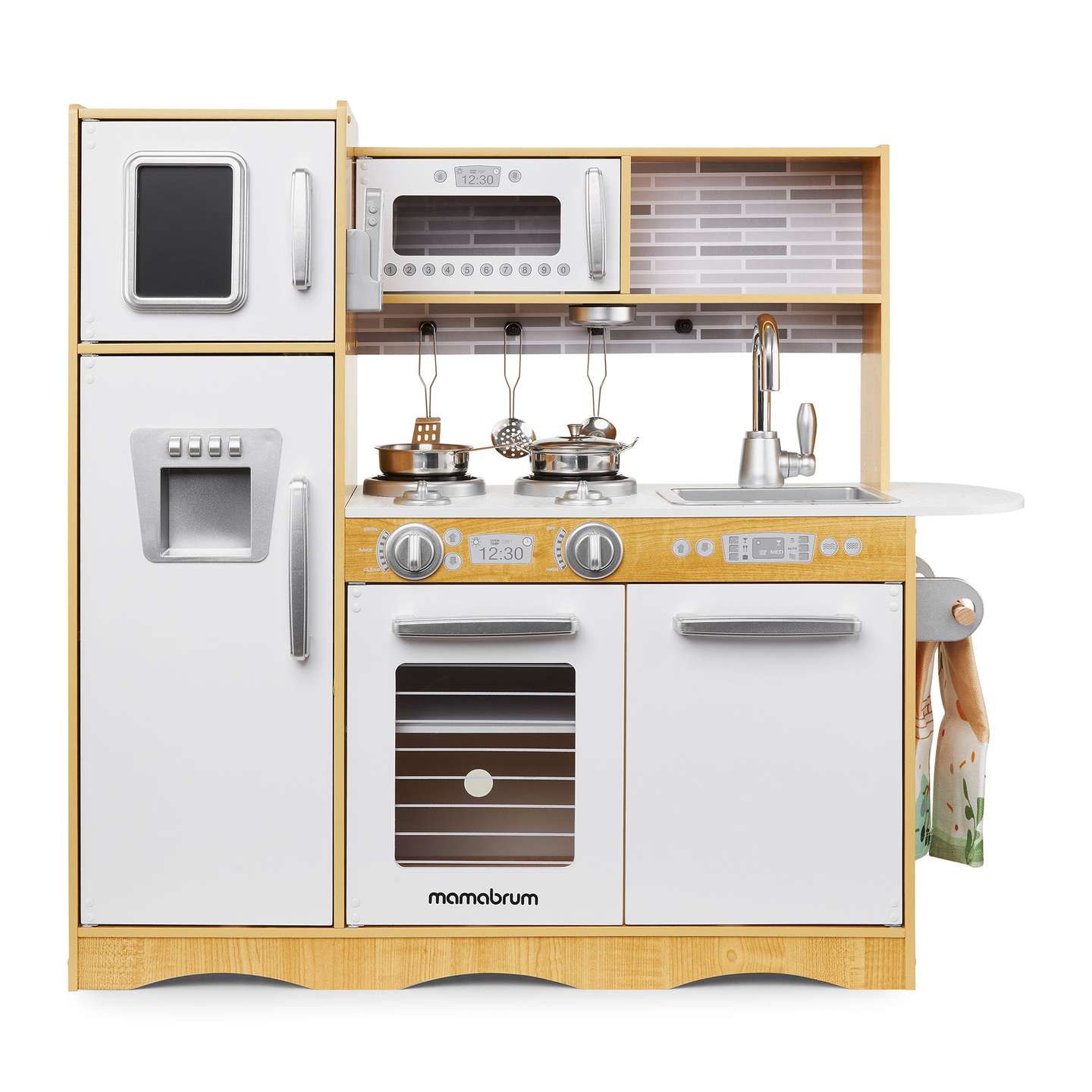 Drevená kuchyňa XXL s LED osvetlením, zásterou a príslušenstvom