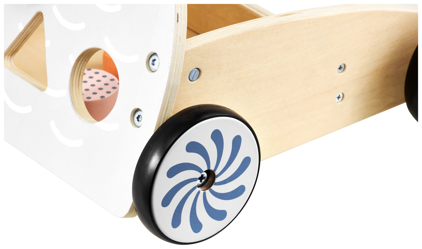 Drevené multifunkčné chodítko - odrážadlo - kočík s blokmi - Sova